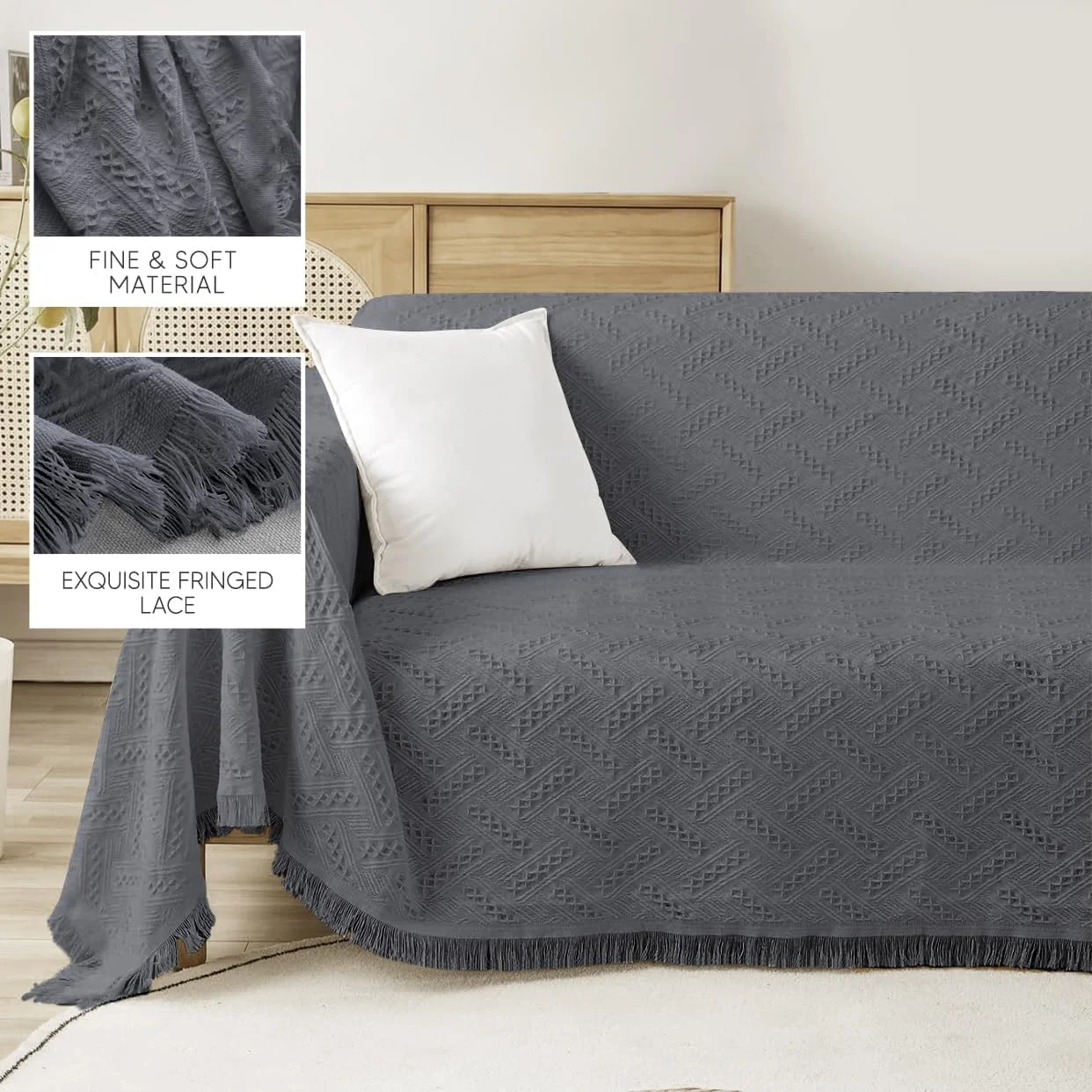 پتو بافتنی AC&L مناسب تخت، مبل، کاناپه، صندلی، پتوی مسافرتی برای تمام فصول - پتوی نرم، سبک و راحت برای پیک نیک، مسافرت، هدیه دکوری منزل (خاکستری) پتو بافتنی AC&L مناسب تخت، مبل، کاناپه، صندلی، پتوی مسافرتی برای تمام فصول - پتوی نرم، سبک و راحت برای پیک نیک، مسافرت، هدیه دکوری منزل (خاکستری)