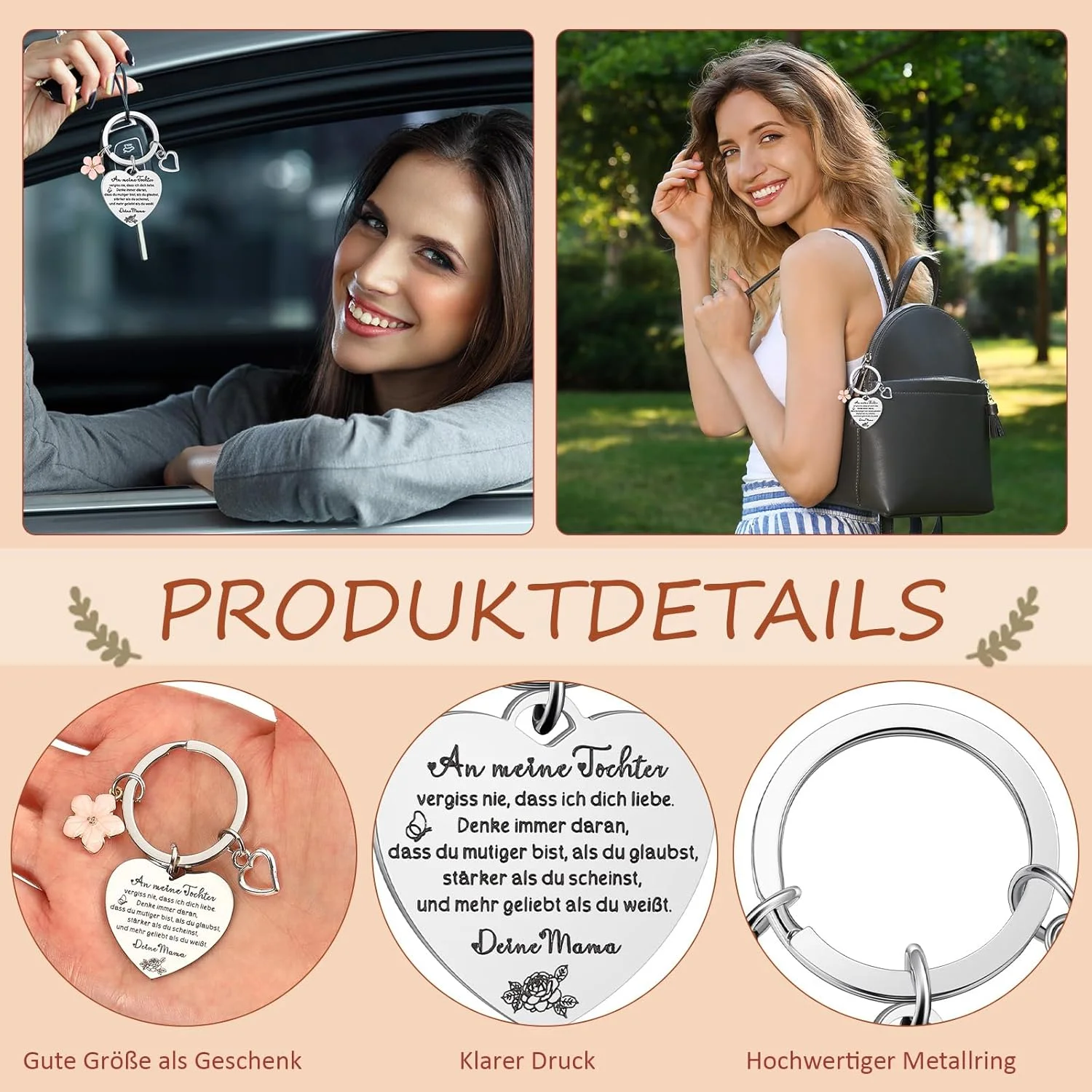 ست هدیه مادر و دختر Xuniea شامل 1 کیف آرایشی شخصی‌سازی‌شده، 1 آینه آرایشی قابل حمل، 1 جاکلیدی، هدیه تولد 18 سالگی برای دختر