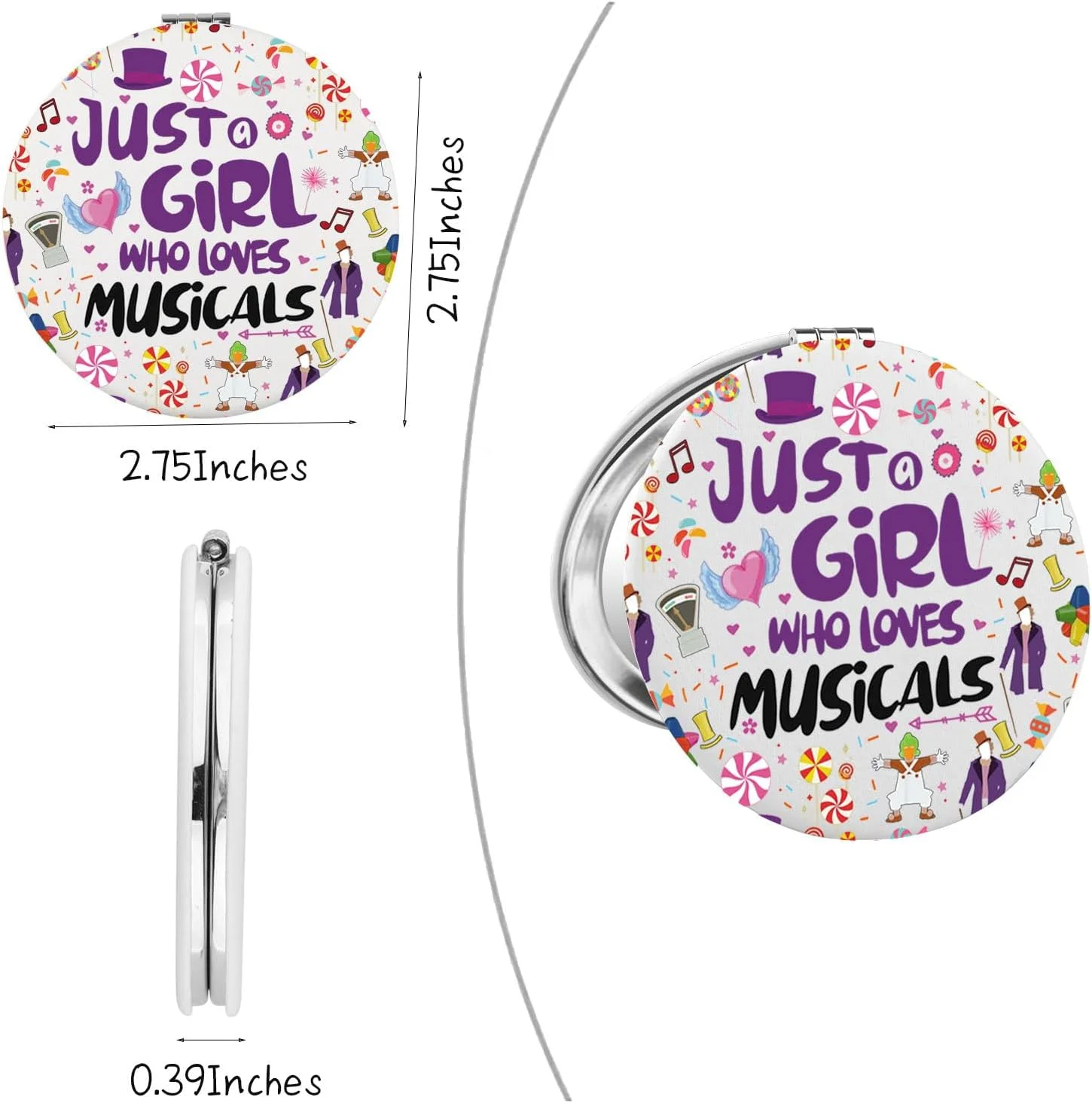 WSNANG آینه آرایشی ویلی وانکا با الهام از کارخانه شکلات سازی، هدیه ای برای طرفداران ویلی وانکا (USChocolateMirror)