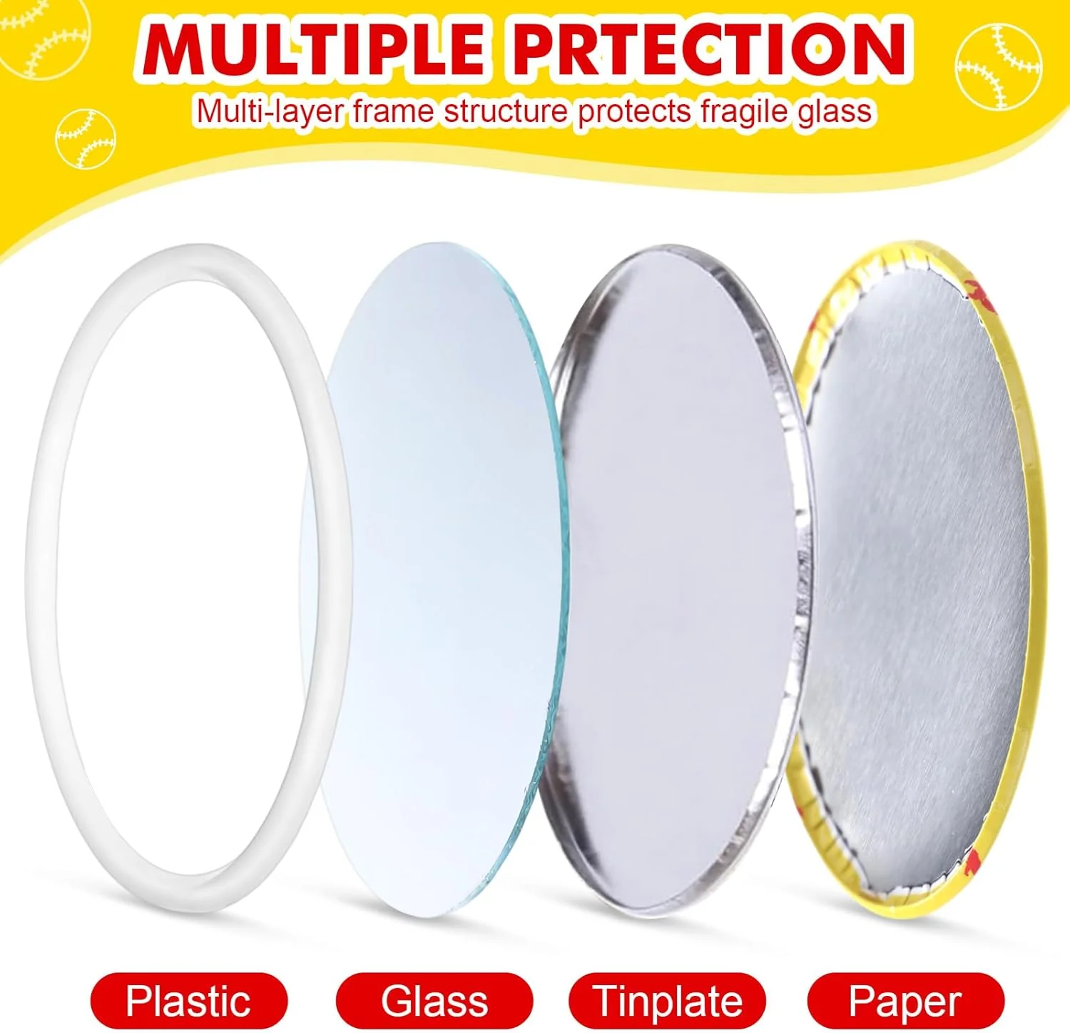 یوکیر 18 عدد آینه جیبی سافت بال، آینه آرایشی گرد، 7 سانتی متر، قابل حمل، مناسب کیف دستی، ایده هدیه برای تیم سافت بال، لوازم جانبی بازیکن دختر