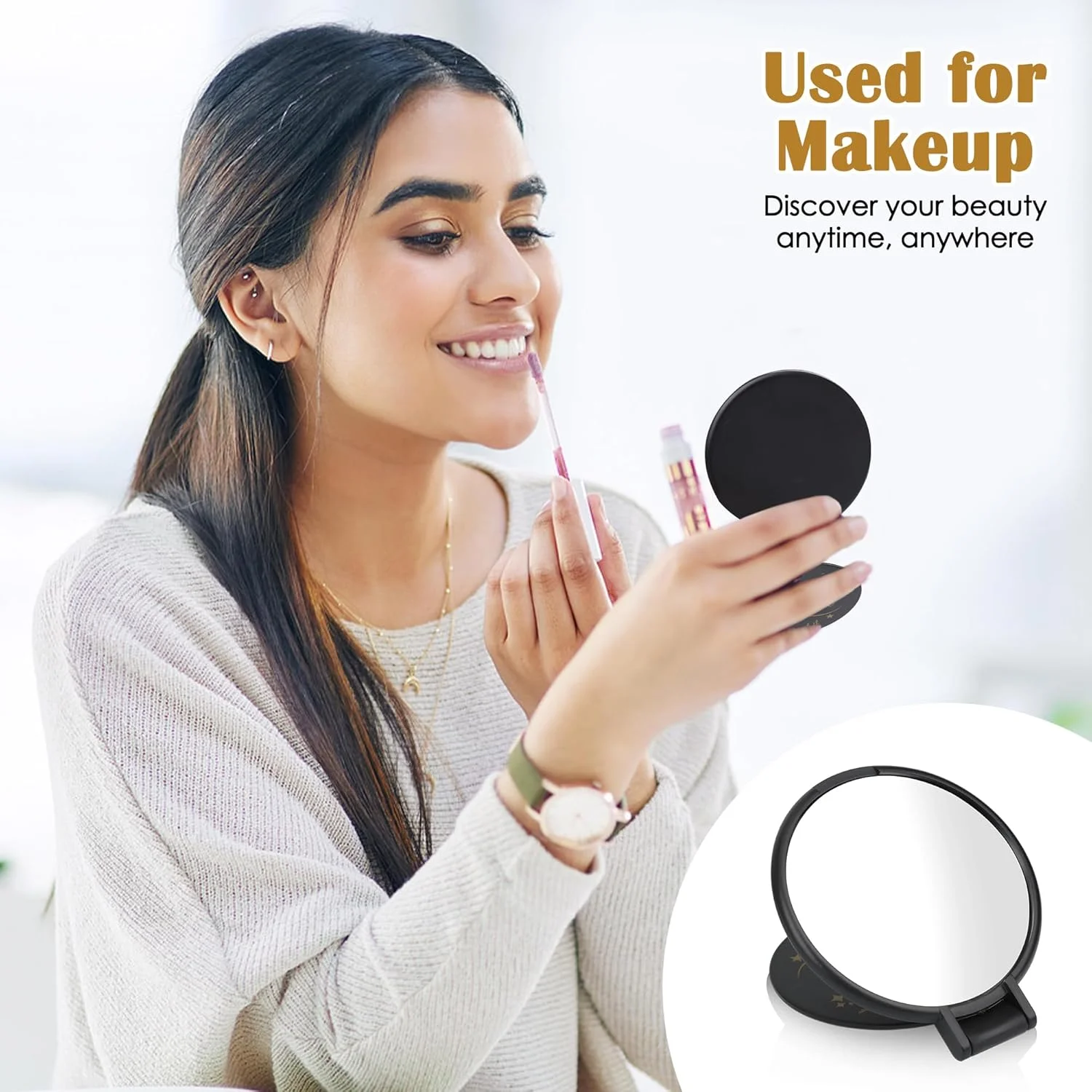 آینه جیبی تاشو مشکی Windspeed بسته 36 عددی، آینه کوچک 2.4 اینچی برای کیف پول، هدیه کوچک برای قدردانی از خانم ها