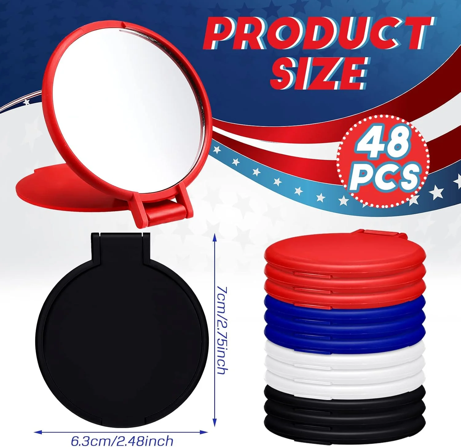 آینه جیبی فشرده ویسات بسته 48 عددی، هدیه برای زنان، صورتی، کیف پول، چند رنگ، آینه کوچک، هدیه برای همسر و معشوق (قرمز، آبی، سفید، مشکی) آینه جیبی فشرده ویسات بسته 48 عددی، هدیه برای زنان، صورتی، کیف پول، چند رنگ، آینه کوچک، هدیه برای همسر و معشوق (قرمز، آبی، سفید، مشکی)