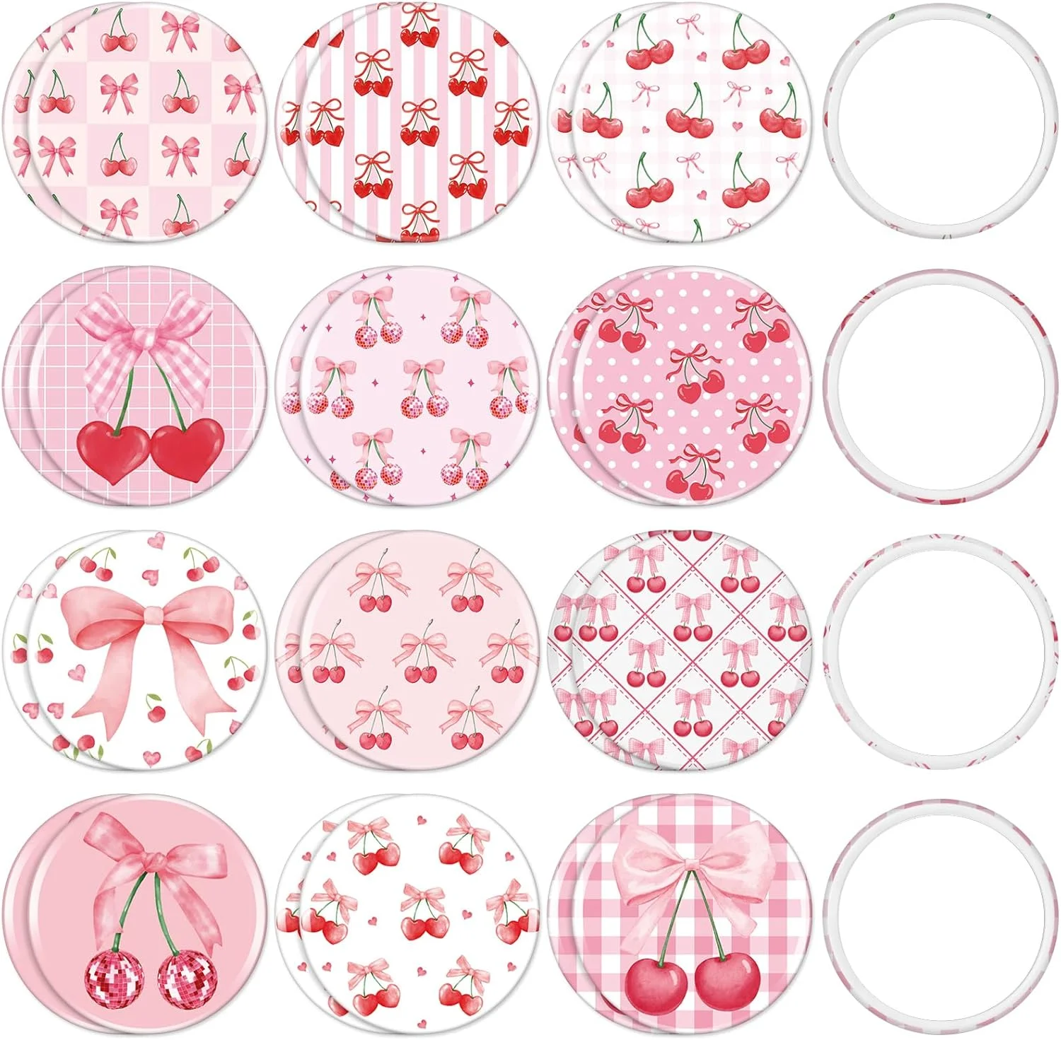 آینه های جیبی ویست 24 عددی با طرح پاپیون گیلاسی، صورتی، کوچک، گرد، قابل حمل، مناسب آرایش دخترانه و زنانه، مهمانی های تولد، عروسی، جشن و تزیینات