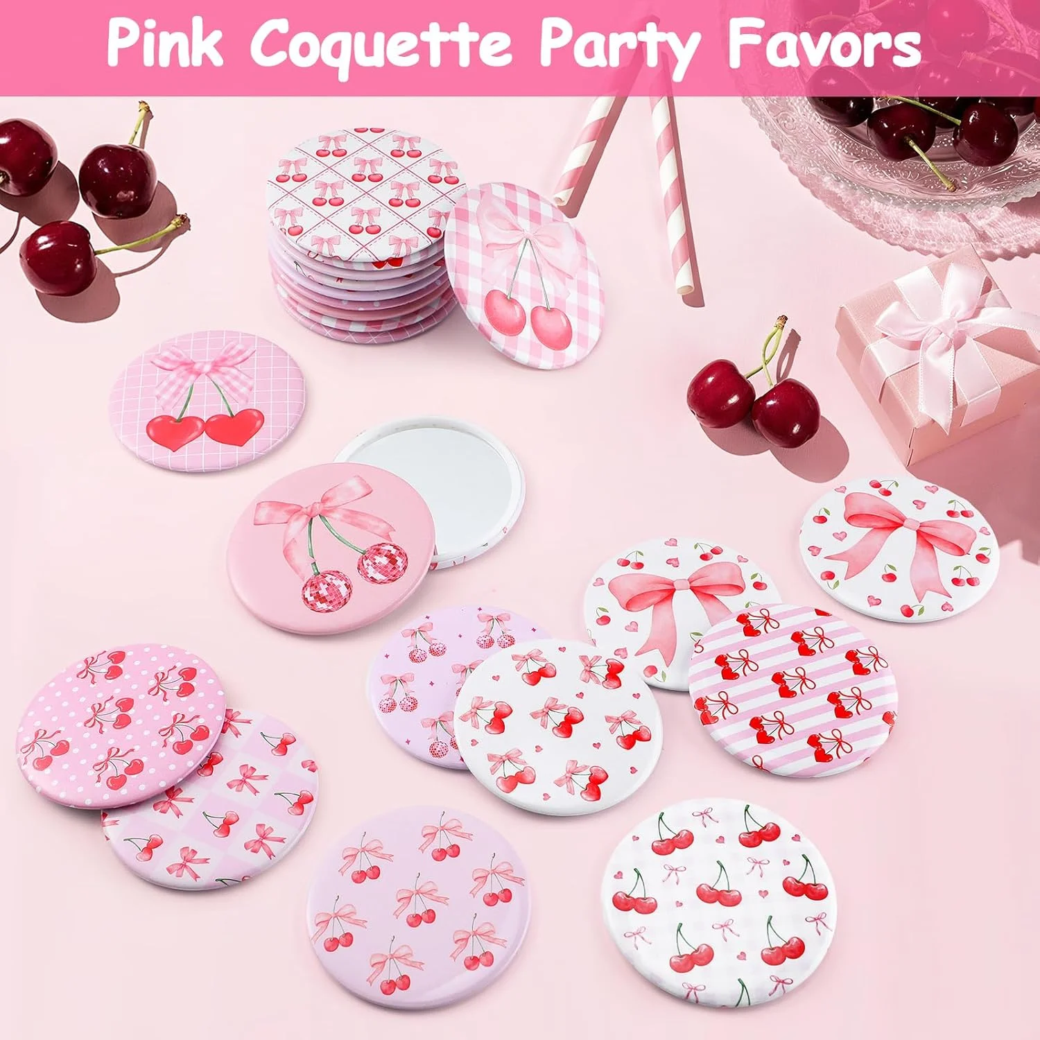 آینه های جیبی ویست 24 عددی با طرح پاپیون گیلاسی، صورتی، کوچک، گرد، قابل حمل، مناسب آرایش دخترانه و زنانه، مهمانی های تولد، عروسی، جشن و تزیینات آینه های جیبی ویست 24 عددی با طرح پاپیون گیلاسی، صورتی، کوچک، گرد، قابل حمل، مناسب آرایش دخترانه و زنانه، مهمانی های تولد، عروسی، جشن و تزیینات