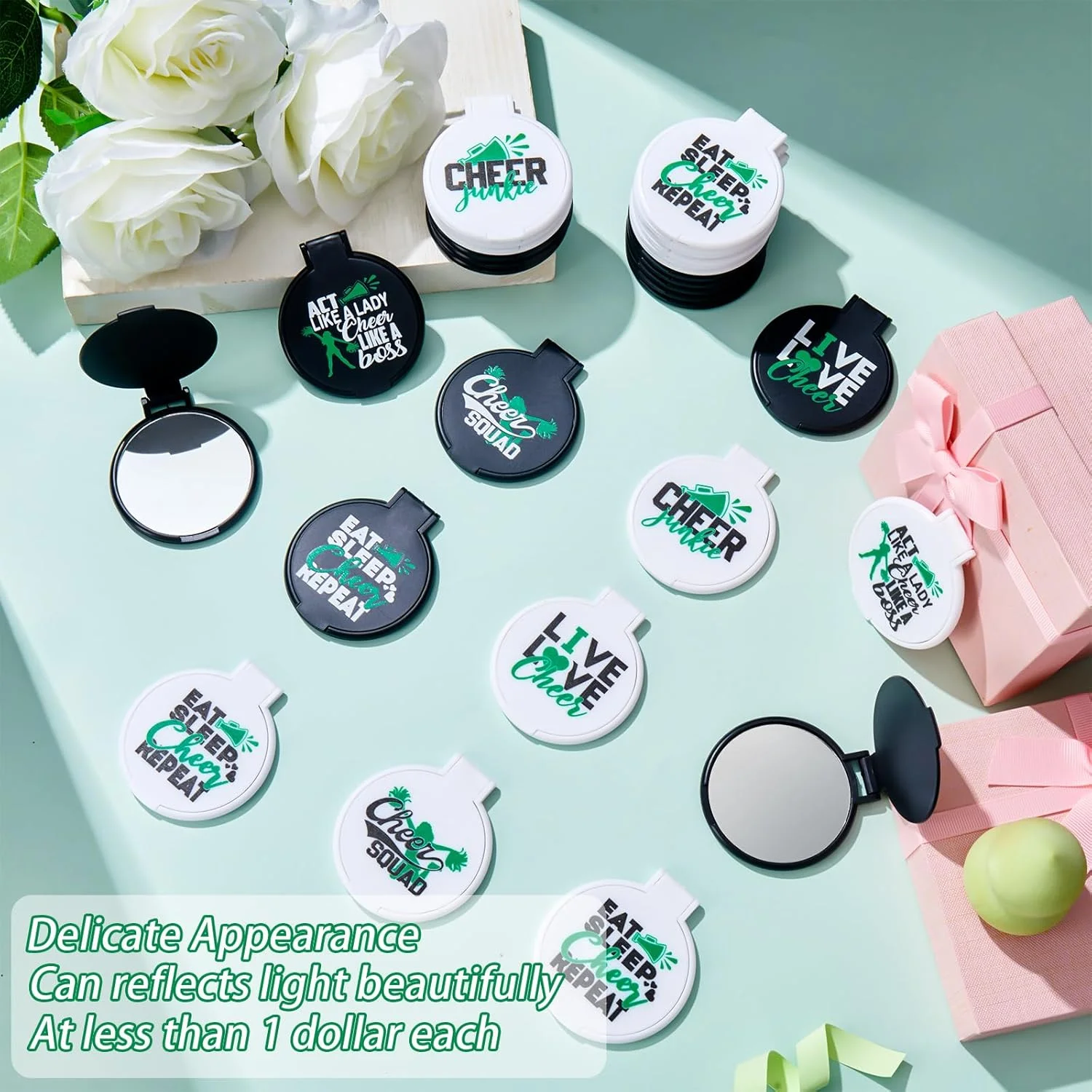 آینه آرایشی تاشو قابل حمل Wenqik، بسته 50 عددی، هدیه تشویق کننده، مناسب برای سفر، تیم دختران، زنان، جشن فارغ التحصیلی و دوستی (تشویق سبز) آینه آرایشی تاشو قابل حمل Wenqik، بسته 50 عددی، هدیه تشویق کننده، مناسب برای سفر، تیم دختران، زنان، جشن فارغ التحصیلی و دوستی (تشویق سبز)