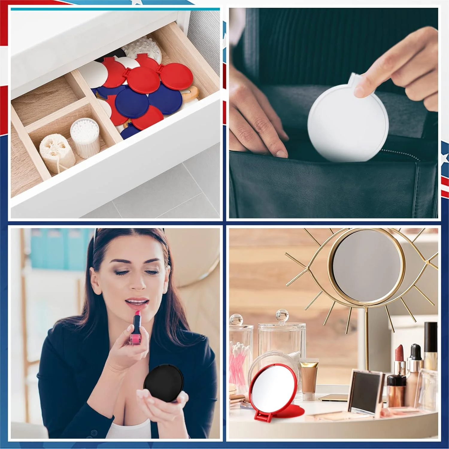 آینه جیبی فشرده ویسات بسته 48 عددی، هدیه برای زنان، صورتی، کیف پول، چند رنگ، آینه کوچک، هدیه برای همسر و معشوق (قرمز، آبی، سفید، مشکی) آینه جیبی فشرده ویسات بسته 48 عددی، هدیه برای زنان، صورتی، کیف پول، چند رنگ، آینه کوچک، هدیه برای همسر و معشوق (قرمز، آبی، سفید، مشکی)