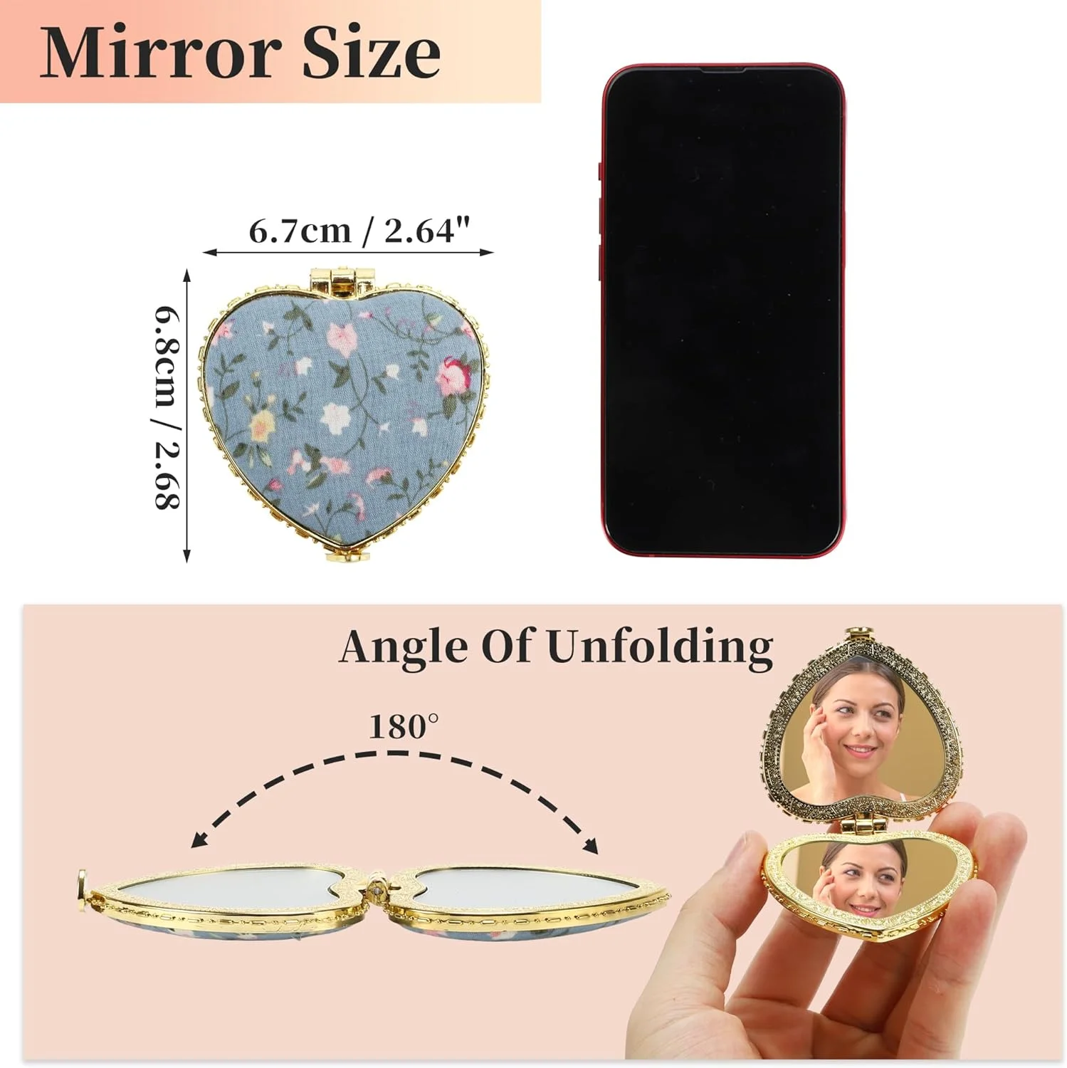 آینه جیبی کوچک VOCOSTE، آینه آرایشی طرح گل، آینه مینیاتوری قلبی شکل، آینه کوچک گلدار برای کیف، آینه تاشو مسافرتی قابل حمل برای زنان، آبی آینه جیبی کوچک VOCOSTE، آینه آرایشی طرح گل، آینه مینیاتوری قلبی شکل، آینه کوچک گلدار برای کیف، آینه تاشو مسافرتی قابل حمل برای زنان، آبی