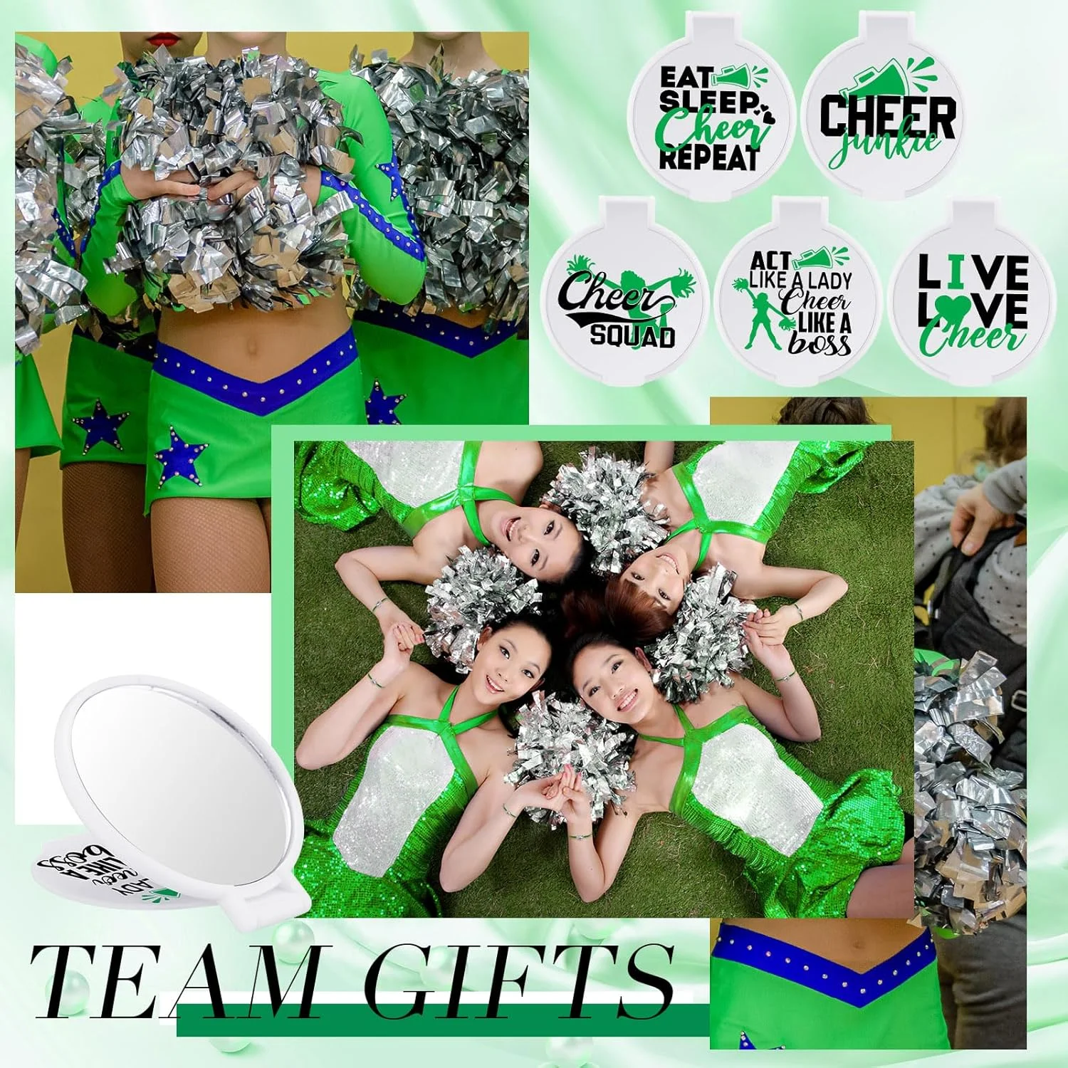 آینه آرایشی تاشو قابل حمل Wenqik، بسته 50 عددی، هدیه تشویق کننده، مناسب برای سفر، تیم دختران، زنان، جشن فارغ التحصیلی و دوستی (تشویق سبز) آینه آرایشی تاشو قابل حمل Wenqik، بسته 50 عددی، هدیه تشویق کننده، مناسب برای سفر، تیم دختران، زنان، جشن فارغ التحصیلی و دوستی (تشویق سبز)