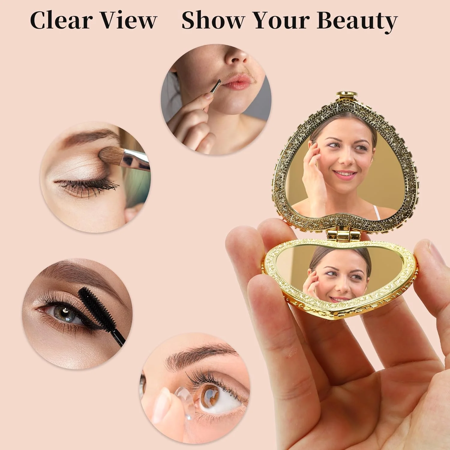 آینه جیبی کوچک VOCOSTE، آینه آرایشی طرح گل، آینه مینیاتوری قلبی شکل، آینه کوچک گلدار برای کیف، آینه تاشو مسافرتی قابل حمل برای زنان، آبی آینه جیبی کوچک VOCOSTE، آینه آرایشی طرح گل، آینه مینیاتوری قلبی شکل، آینه کوچک گلدار برای کیف، آینه تاشو مسافرتی قابل حمل برای زنان، آبی