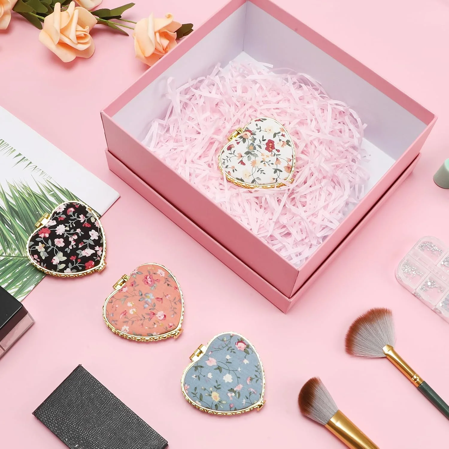 آینه جیبی کوچک VOCOSTE، آینه آرایشی طرح گل، آینه مینیاتوری قلبی شکل، آینه کوچک گلدار برای کیف، آینه تاشو مسافرتی قابل حمل برای زنان، آبی آینه جیبی کوچک VOCOSTE، آینه آرایشی طرح گل، آینه مینیاتوری قلبی شکل، آینه کوچک گلدار برای کیف، آینه تاشو مسافرتی قابل حمل برای زنان، آبی