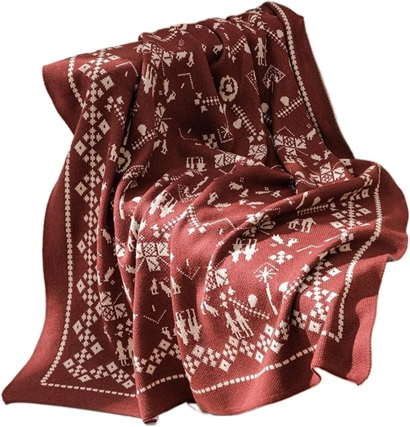 پتو بافتنی YHUAEE، پتوی تزئینی، هدیه کریسمس، پتوی نرم و راحت، روکش مبل تختخواب، روتختی، پتوی مناسب تهویه هوا