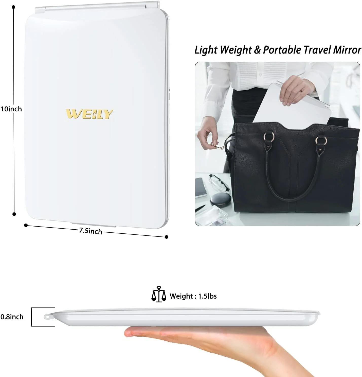 WEILY Makeup Vanity Mirror with 72 Led Lights, LED Travel Makeup Mirror Rechargeable, Dimmable Touch Screen Beauty Mirror, 3 Color Lighting, Light Up Mirror for Dressing Table, Gift for Girls Women