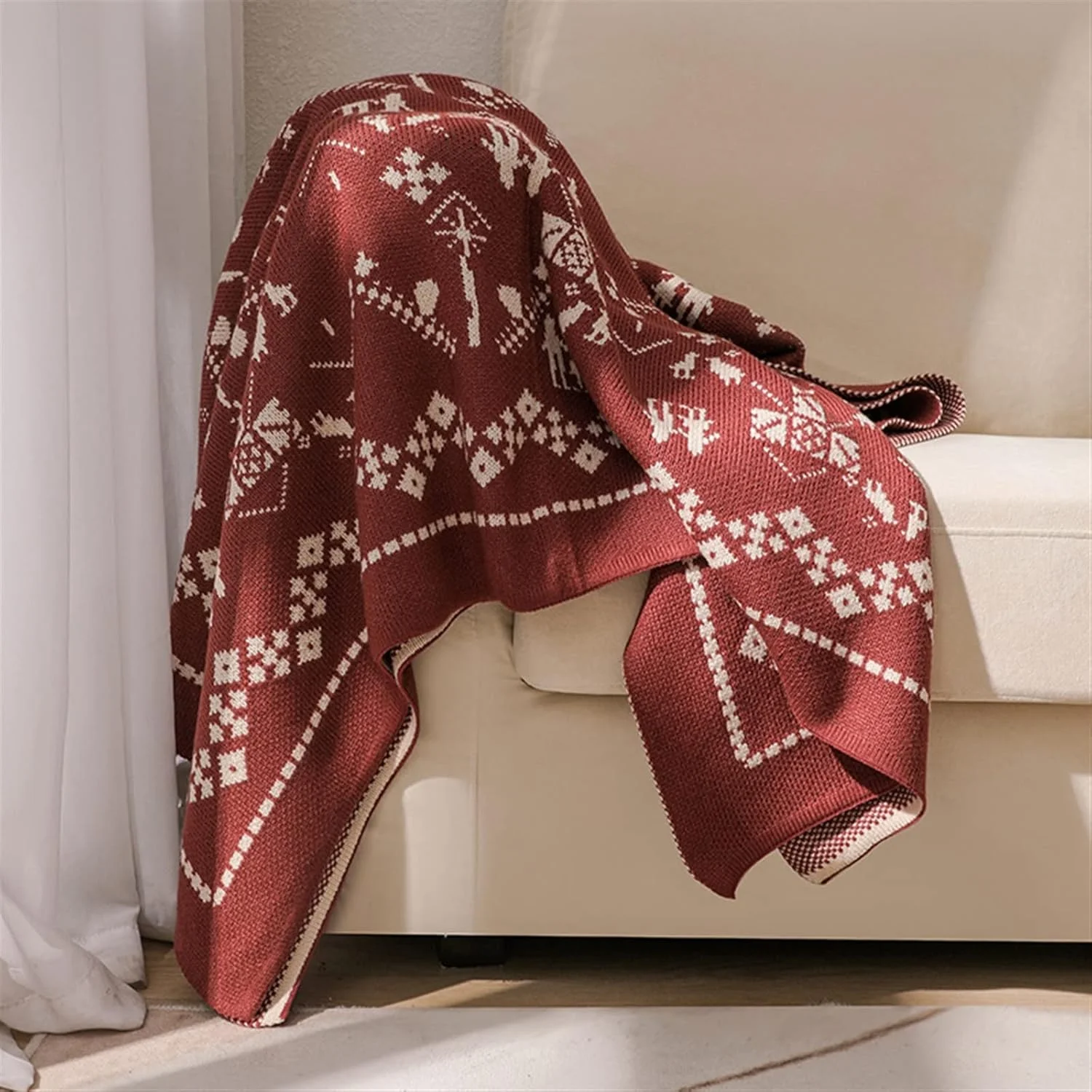 پتو بافتنی YHUAEE، پتوی تزئینی، هدیه کریسمس، پتوی نرم و راحت، روکش مبل تختخواب، روتختی، پتوی مناسب تهویه هوا