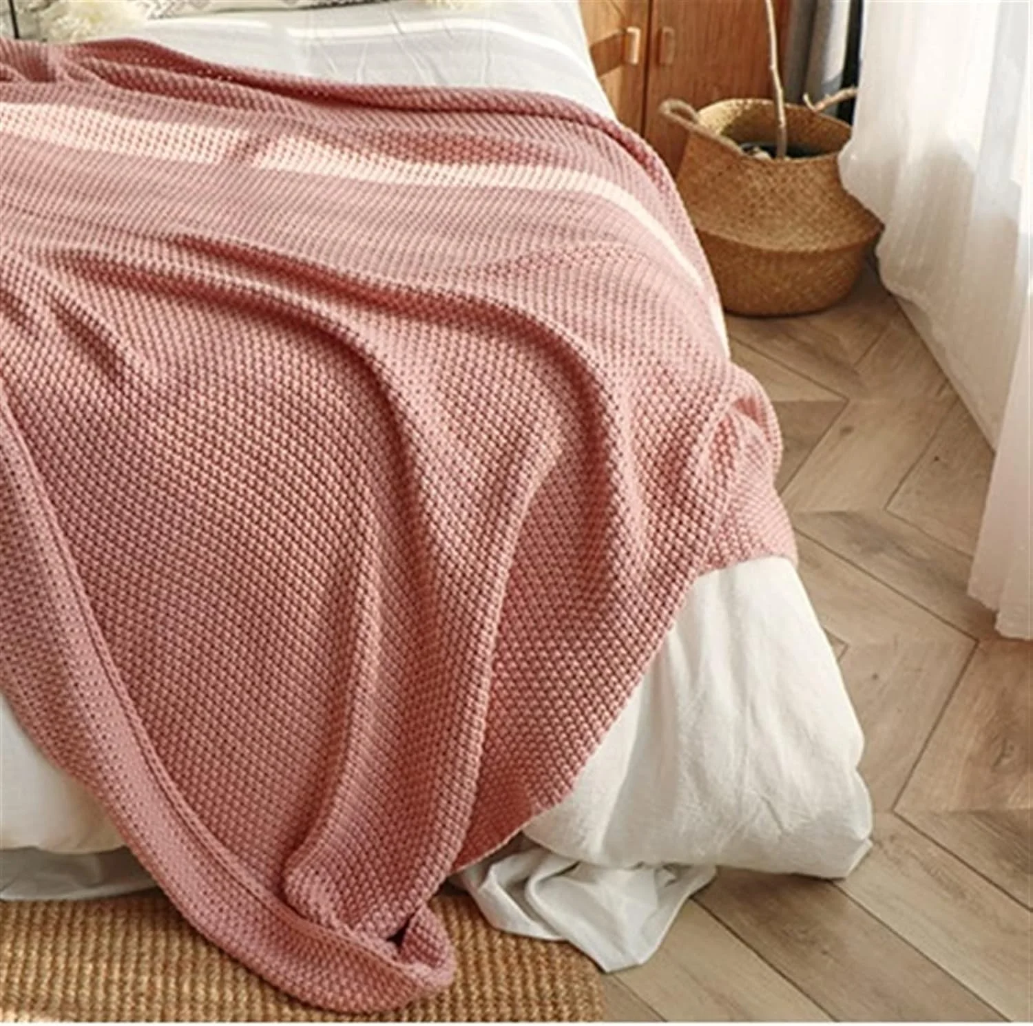 پتو YHUAEE طرح ساده و طبیعی، پتوی بافتنی نفیس برای تخت، روکش مبل دنج، پتوی مسافرتی