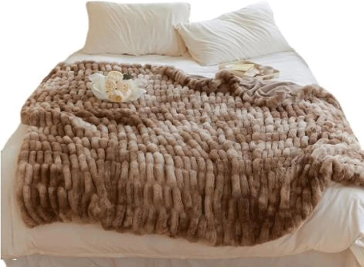 پتو YHUAEE مناسب تخت خواب، ضخیم، گرم و نرم، طرح خرگوشی، مناسب مبل و تخت، طرح چهارخانه، رو تختی (150X200cm)