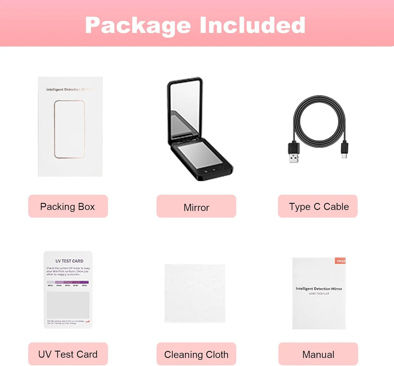 آینه UV فشرده Vanmirr با دوربین UV برای تست ضد آفتاب، آینه مسافرتی قابل شارژ 4 اینچی دو طرفه دستی برای محافظت از پوست