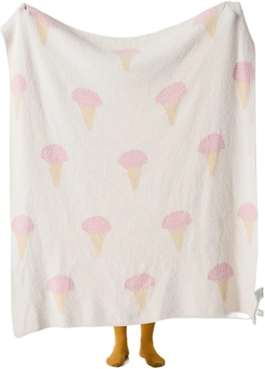 پتو یاهوایی طرح بستنی ژاکارد، نرم، لطیف، کرکی، پشمی، خزدار، میکروفایبر بافتنی مناسب مبل، تخت و صندلی