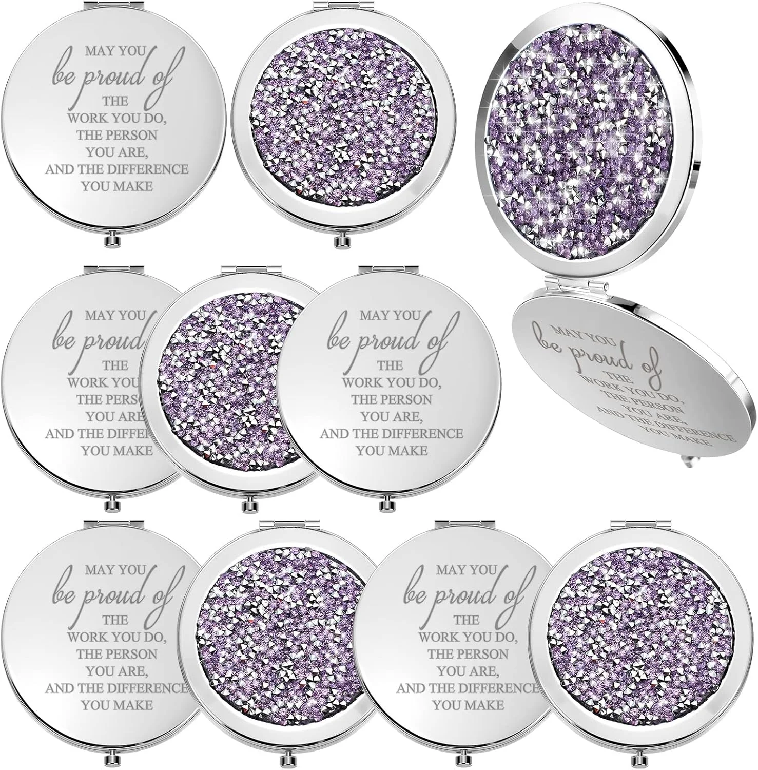 آینه جیبی فشرده انگیزشی برای قدردانی از کارمندان، هدیه گروهی برای زنان، هدیه تشکر، آینه بزرگنمایی مسافرتی فله ای برای زنان، منشی، همکار، پرستار (بنفش روشن) - 10 عدد آینه جیبی فشرده انگیزشی برای قدردانی از کارمندان، هدیه گروهی برای زنان، هدیه تشکر، آینه بزرگنمایی مسافرتی فله ای برای زنان، منشی، همکار، پرستار (بنفش روشن) - 10 عدد