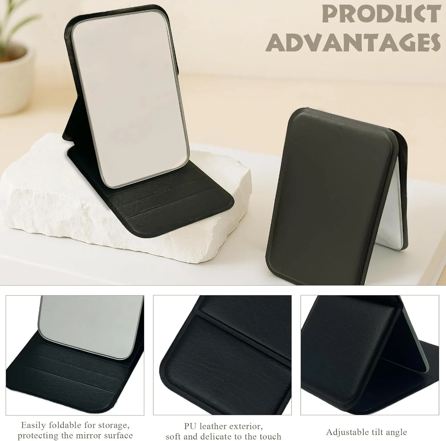 آینه دستی تاشو فوق سبک - آینه مسافرتی مناسب برای خانه، دفتر، جیب و کیف آینه دستی تاشو فوق سبک - آینه مسافرتی مناسب برای خانه، دفتر، جیب و کیف