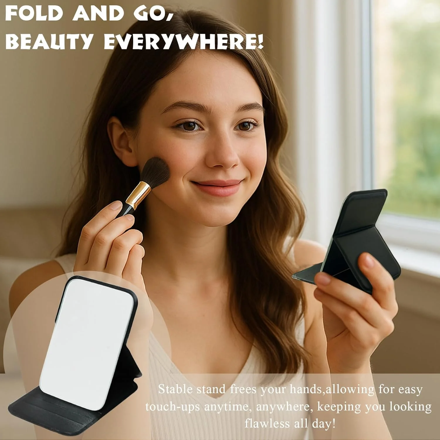 آینه دستی تاشو فوق سبک - آینه مسافرتی مناسب برای خانه، دفتر، جیب و کیف آینه دستی تاشو فوق سبک - آینه مسافرتی مناسب برای خانه، دفتر، جیب و کیف