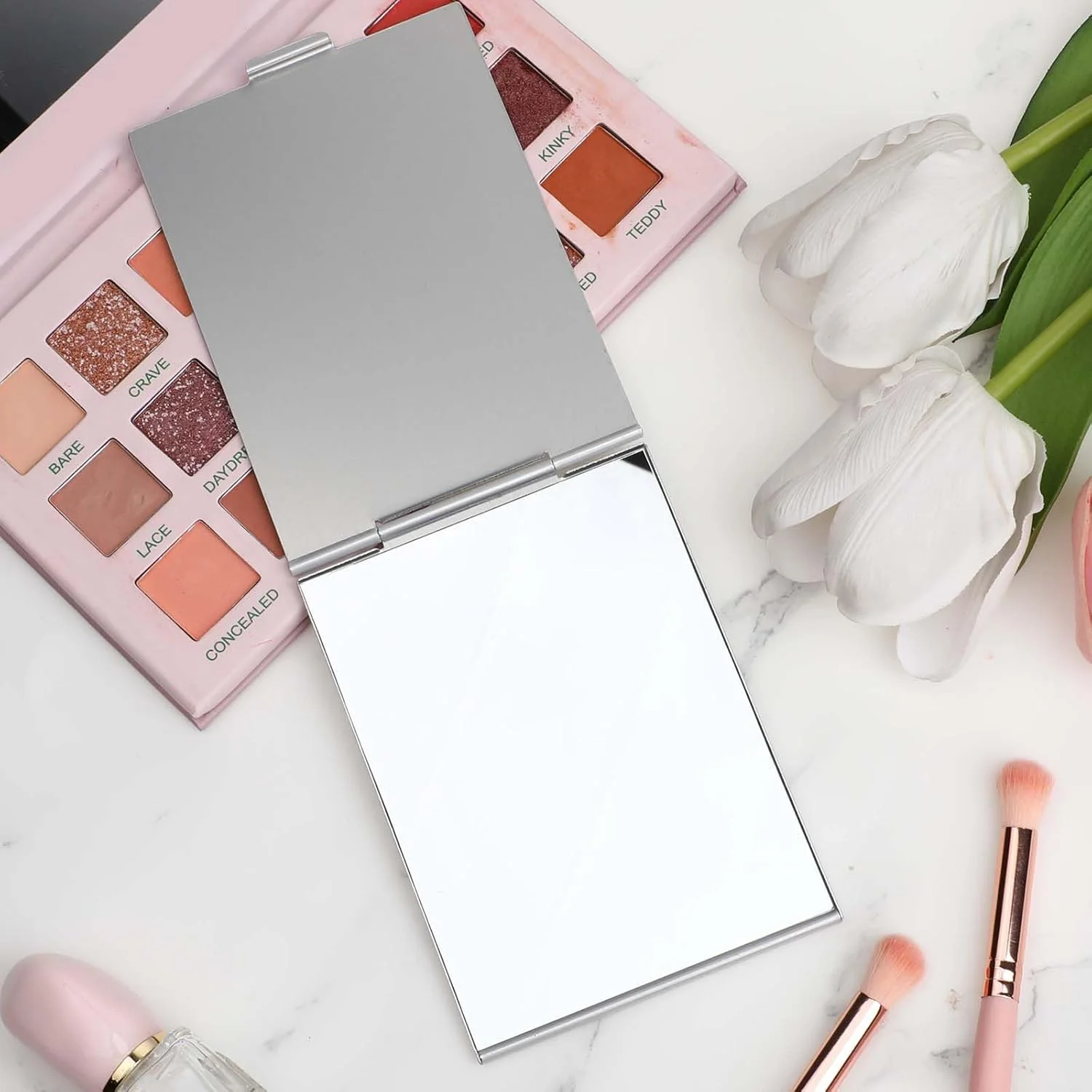 آینه آرایشی مسافرتی تاشو Trinkrittey، فوق العاده باریک، آینه جیبی مسافرتی، آینه آرایشی قابل حمل، پوسته آلومینیومی، آینه های آرایشی جمع و جور برای پالت آرایش، 2 عدد آینه آرایشی مسافرتی تاشو Trinkrittey، فوق العاده باریک، آینه جیبی مسافرتی، آینه آرایشی قابل حمل، پوسته آلومینیومی، آینه های آرایشی جمع و جور برای پالت آرایش، 2 عدد