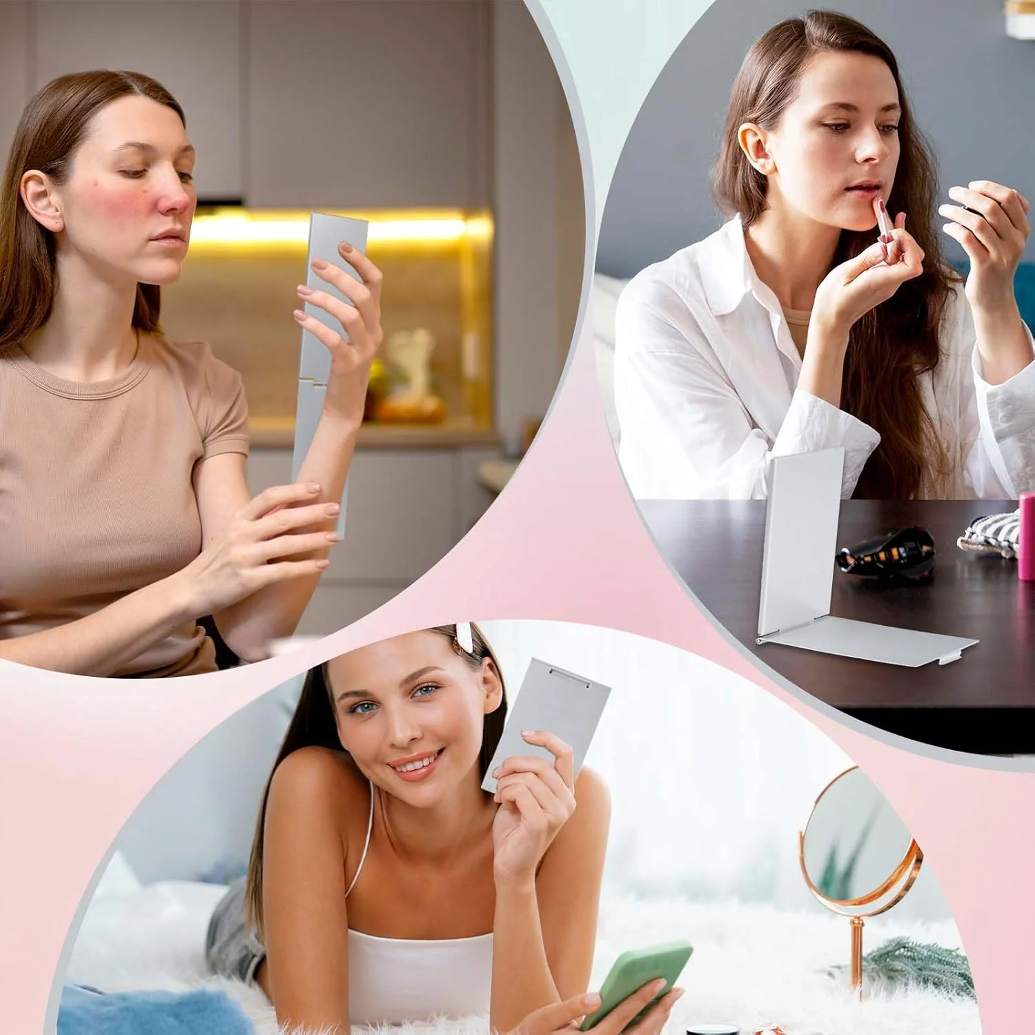 آینه آرایشی مسافرتی تاشو Trinkrittey، فوق العاده باریک، آینه جیبی مسافرتی، آینه آرایشی قابل حمل، پوسته آلومینیومی، آینه های آرایشی جمع و جور برای پالت آرایش، 2 عدد آینه آرایشی مسافرتی تاشو Trinkrittey، فوق العاده باریک، آینه جیبی مسافرتی، آینه آرایشی قابل حمل، پوسته آلومینیومی، آینه های آرایشی جمع و جور برای پالت آرایش، 2 عدد