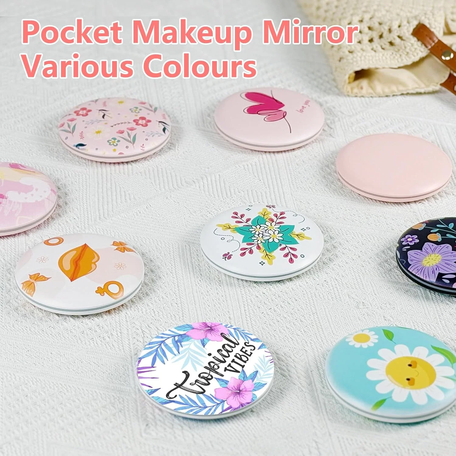 آینه مسافرتی فشرده چراغ دار ال ای دی UBMRK، آینه های دکمه لمسی بزرگنمایی 3X / 1x، آینه جیبی برای آرایش، آینه کوچک برای کیف پول، مسافرت و هدیه (سبز+مشکی)