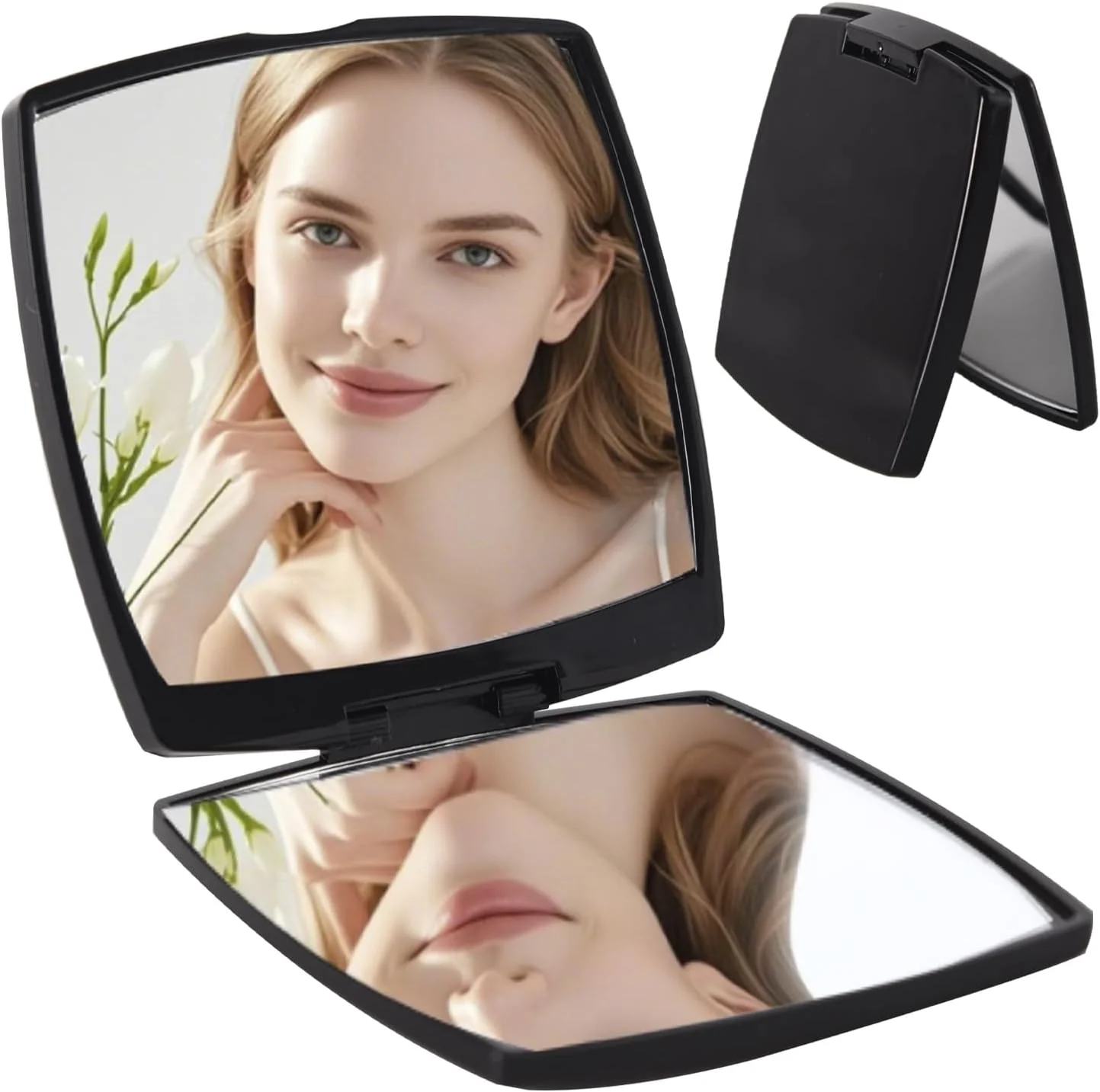 آینه آرایشی مسافرتی، آینه جیبی کوچک تاشو با استایل ساده برای کیف پول، کیف دستی و جیب، آینه دو طرفه قابل حمل بدون (مشکی) آینه آرایشی مسافرتی، آینه جیبی کوچک تاشو با استایل ساده برای کیف پول، کیف دستی و جیب، آینه دو طرفه قابل حمل بدون (مشکی)