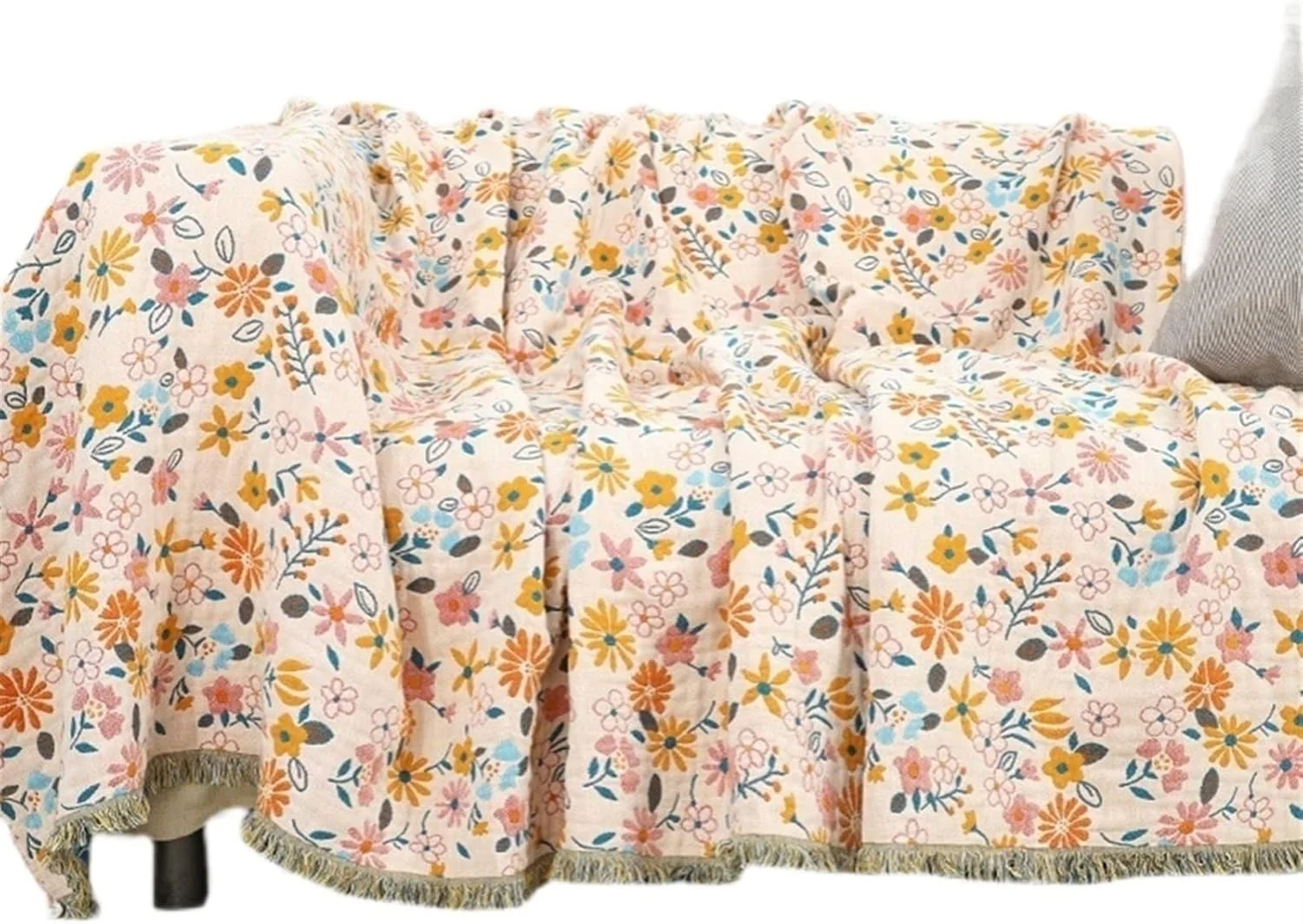 پتو یوهوایی، پتو نخی طرح گل کوچک، رو تختی دو طرفه، پتو نرم یک نفره و دو نفره، ملحفه خنک تابستانی (150x200 سانتی متر)