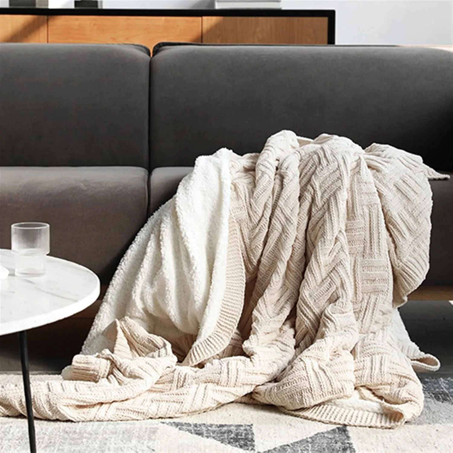 YHUAEE Blankets Fluffy Warm Autumn Blanket Elegant Cozy Knitted Bed Double Quilt Blanket Decorative Sofa Plaid Blankets