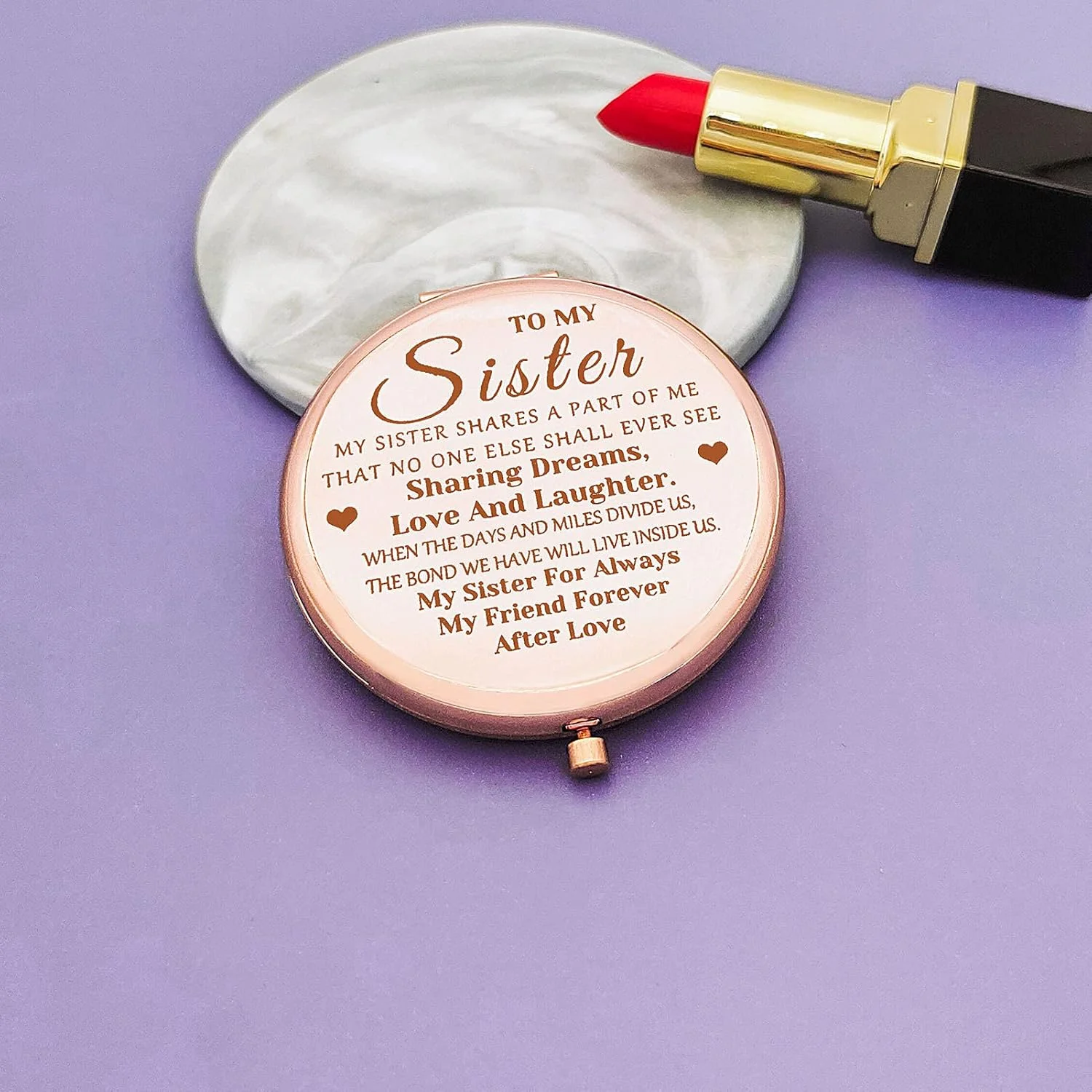 آینه جیبی تاشو هدیه ای برای خواهر از طرف خواهر، آینه کوچک برای خواهر، هدیه تولد، کریسمس، فارغ التحصیلی برای خواهر روحی، بهترین هدیه دوستی برای او