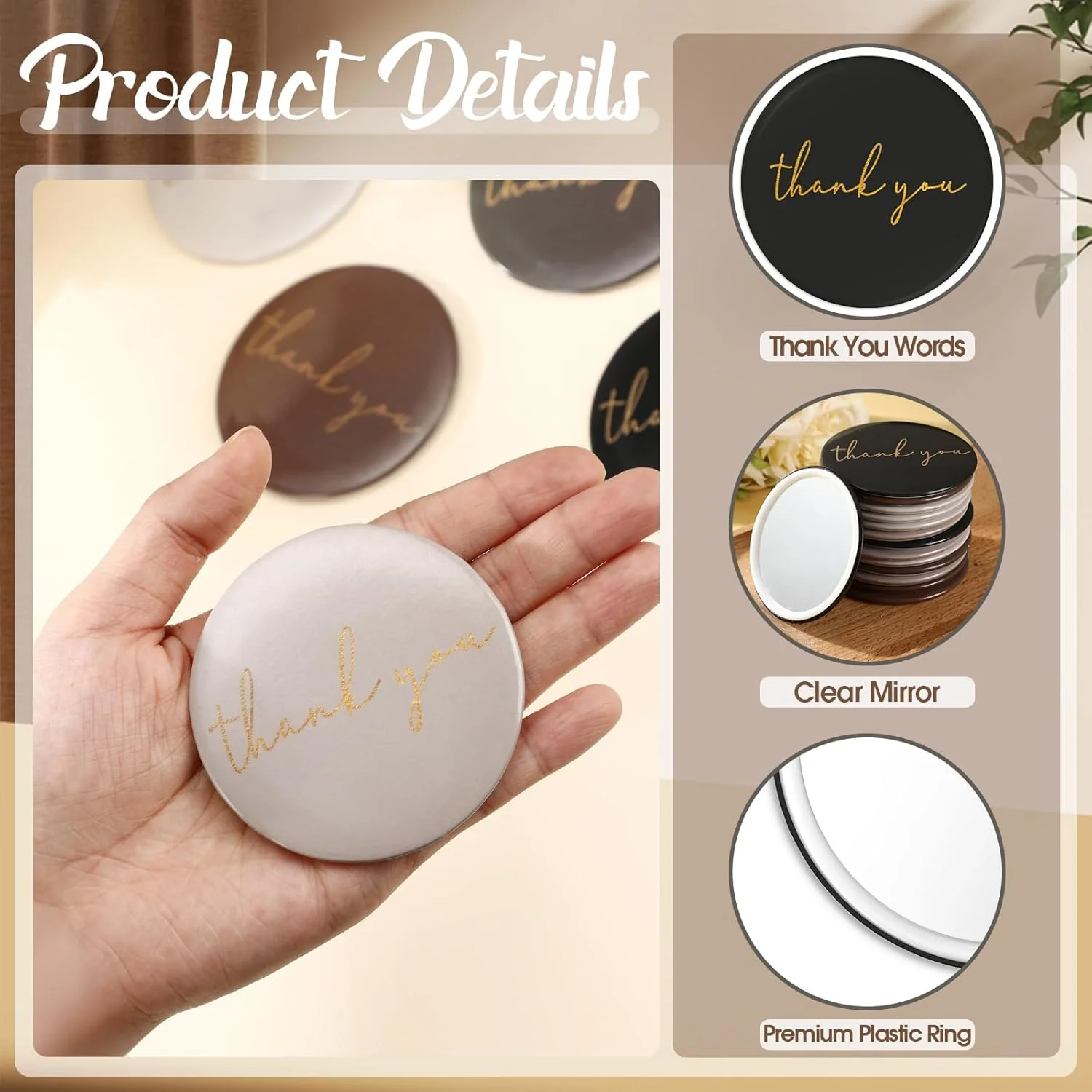 آینه های جیبی فشرده Tioncy با طرح تشکر، بسته 30 عددی، هدیه ای مناسب برای قدردانی از خانم ها، آینه کوچک کیف دستی، هدیه بازگشت به مدرسه برای معلمان، دانش آموزان، کارمندان، پرستاران (رنگ خنثی) آینه های جیبی فشرده Tioncy با طرح تشکر، بسته 30 عددی، هدیه ای مناسب برای قدردانی از خانم ها، آینه کوچک کیف دستی، هدیه بازگشت به مدرسه برای معلمان، دانش آموزان، کارمندان، پرستاران (رنگ خنثی)