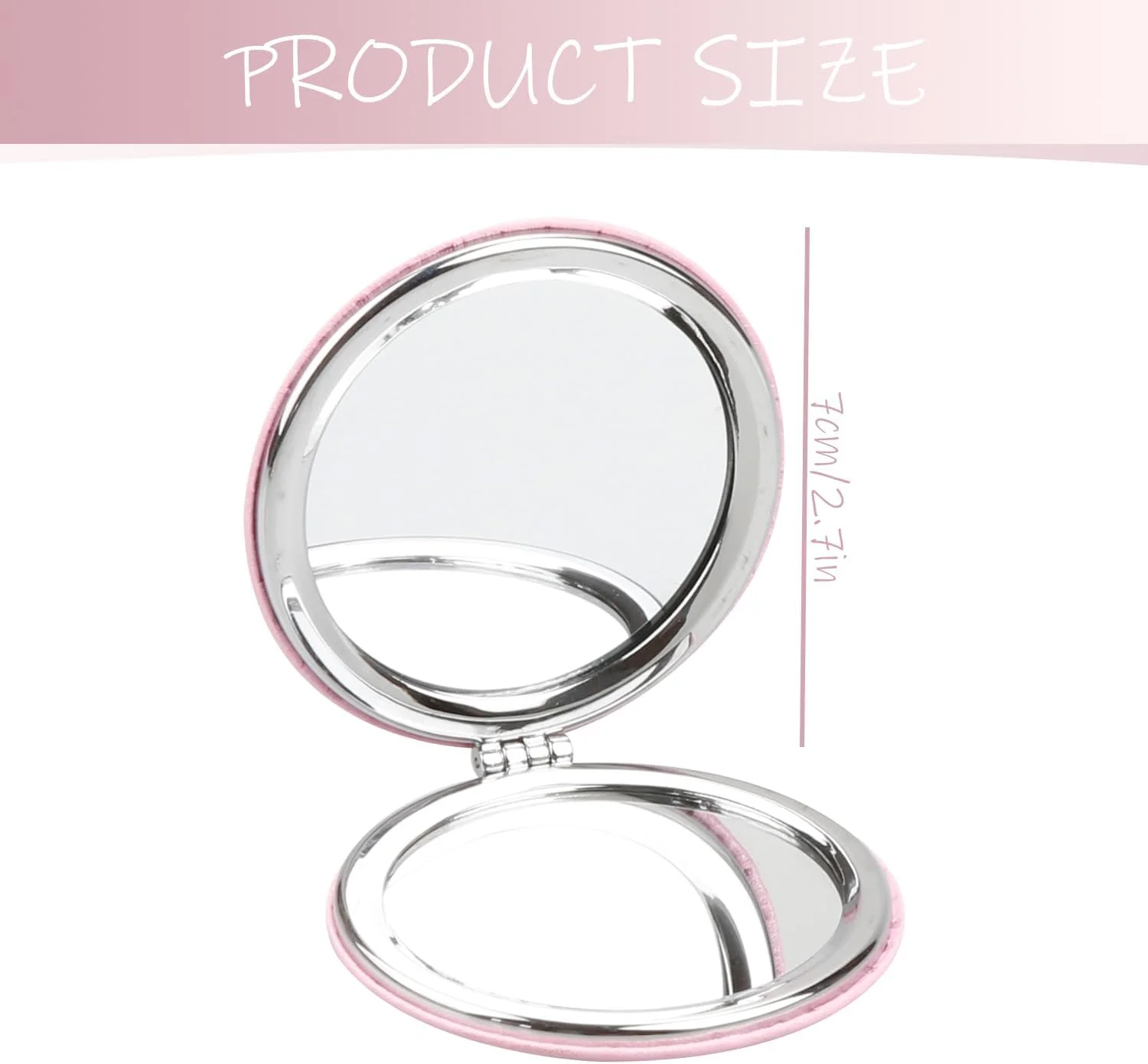 Tabanzhe Brand Portable Makeup Mirror - Portable Folding Mirror, Round Double-Sided Mirror - Compact, Double-Sided, and Travel-Friendly Beauty Accessory for On-the-Go Glam (1Pcs, Pink)