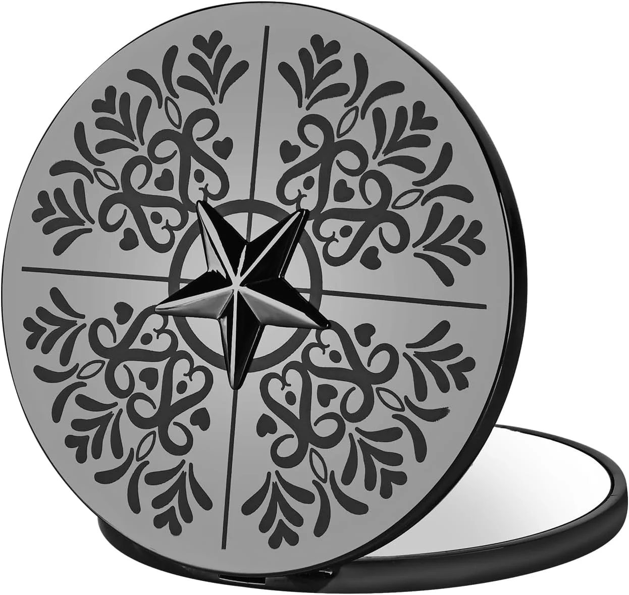 آینه جیبی تاشو آهنربایی Tdaoreal، آینه آرایشی دو طرفه با بزرگنمایی 1X/2X، جنس آلیاژ روی، مناسب کیف پول و مسافرت، برای آقایان و بانوان (مشکی)