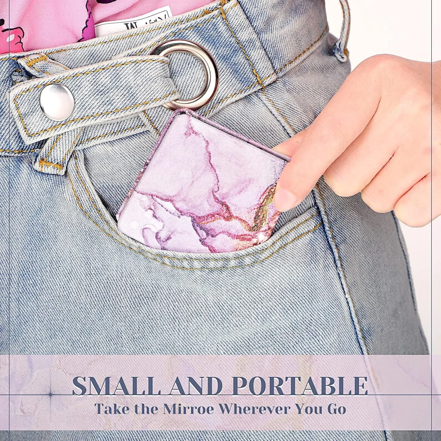 آینه جیبی تزویق 4 عددی، آینه جمع و جور، آینه مسافرتی کوچک با بزرگنمایی، آینه دستی جیبی تاشو دو طرفه با طرح مرمر آینه جیبی تزویق 4 عددی، آینه جمع و جور، آینه مسافرتی کوچک با بزرگنمایی، آینه دستی جیبی تاشو دو طرفه با طرح مرمر