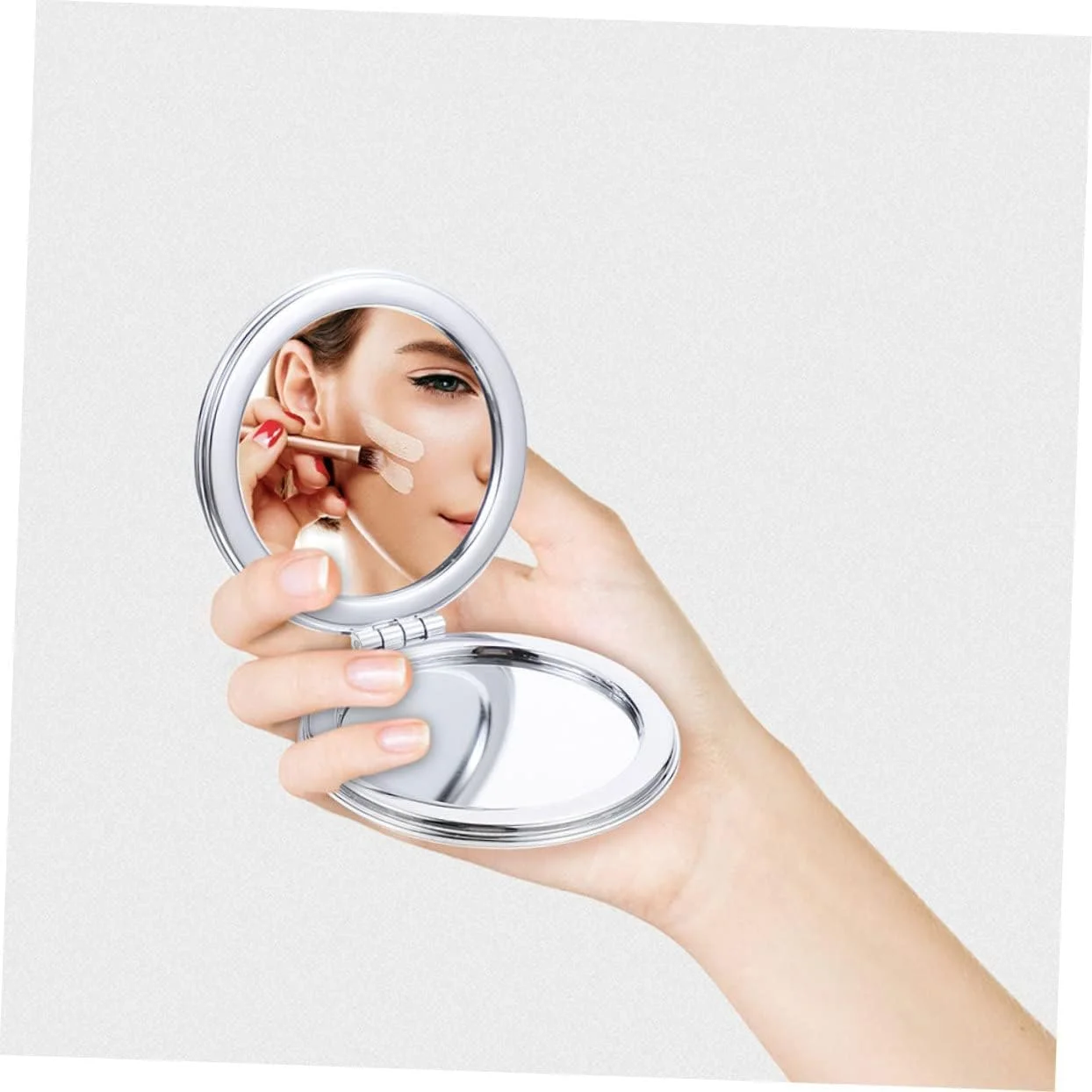 آینه آرایشی شنی روان TERRIFI، آینه آرایشی دو طرفه گرد دستی، آینه جیبی کارتونی زیبا، لوازم جانبی آرایشی، آینه مسافرتی قابل حمل