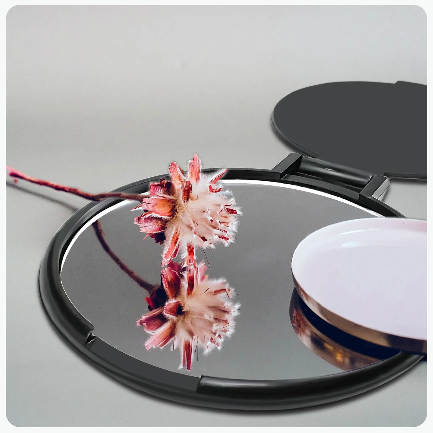 آینه تاشو گرد کوچک Tenalleys، آینه جیبی قابل حمل، آینه آرایشی برای کیف دستی، آینه مسافرتی برای استفاده روزانه زنان و دختران (20 عدد مشکی)