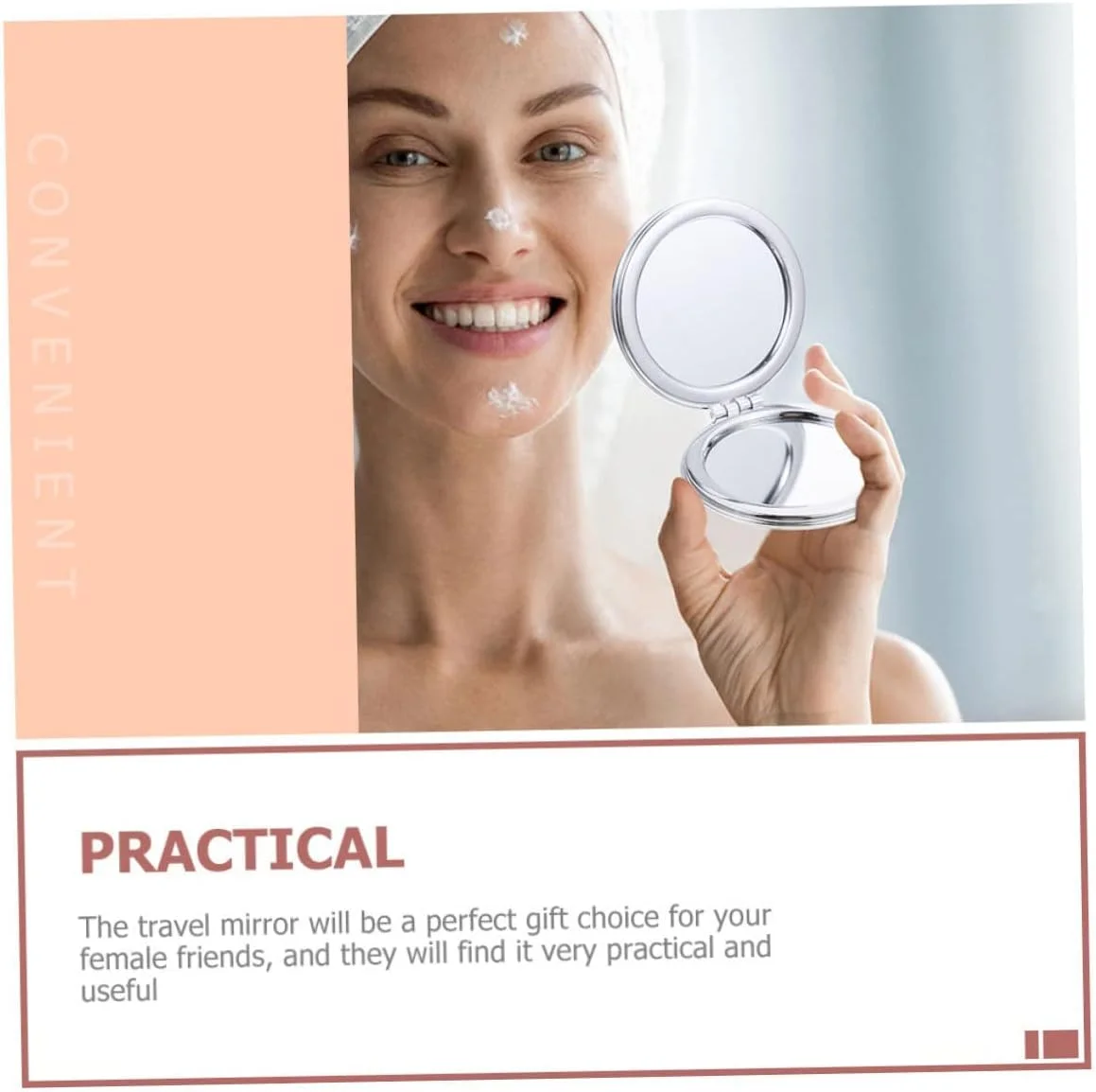 آینه آرایشی شنی روان TERRIFI، آینه آرایشی دو طرفه گرد دستی، آینه جیبی کارتونی زیبا، لوازم جانبی آرایشی، آینه مسافرتی قابل حمل