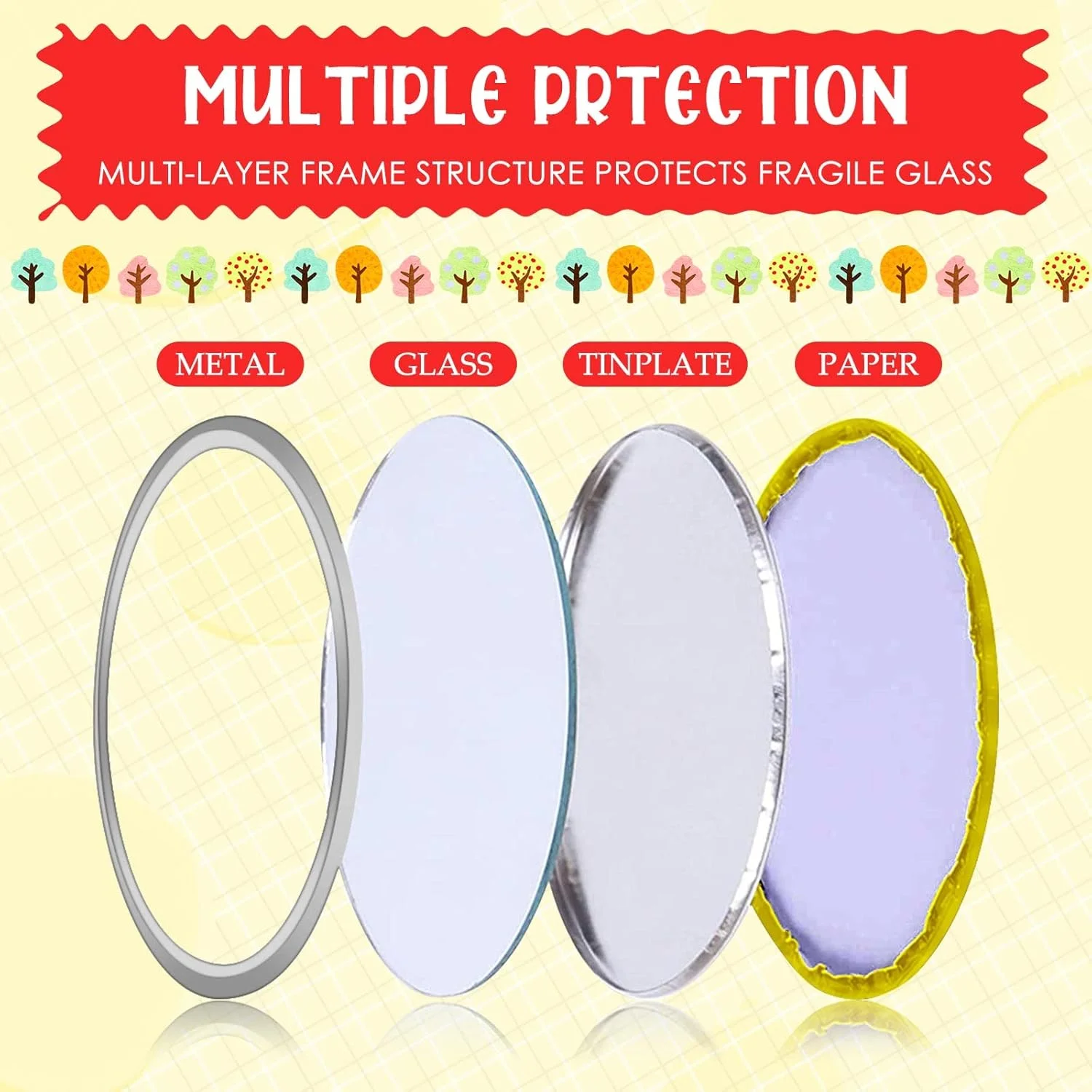 آینه جیبی فشرده سافت بال Taiyin، هدیه سافت بال برای دختران، لوازم مهمانی سافت بال، آینه آرایشی سافت بال، آینه کوچک 7 سانتی متری گرد قابل حمل ورزشی برای هدیه زنان و دختران (زرد، 18 عدد)