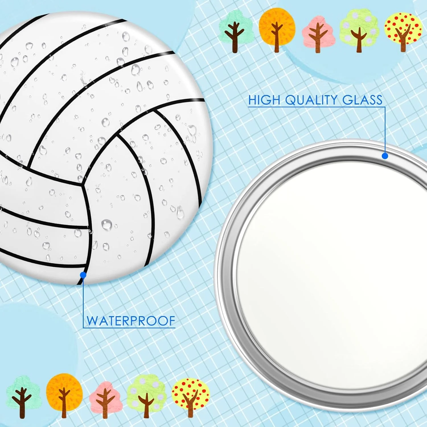 آینه جیبی فشرده والیبال Taiyin، بسته 18 عددی، هدیه والیبالی برای تیم، آینه آرایشی گرد، آینه کوچک 7 سانتی متری قابل حمل، مناسب کیف دستی، لوازم مهمانی، اکسسوری زنانه آینه جیبی فشرده والیبال Taiyin، بسته 18 عددی، هدیه والیبالی برای تیم، آینه آرایشی گرد، آینه کوچک 7 سانتی متری قابل حمل، مناسب کیف دستی، لوازم مهمانی، اکسسوری زنانه