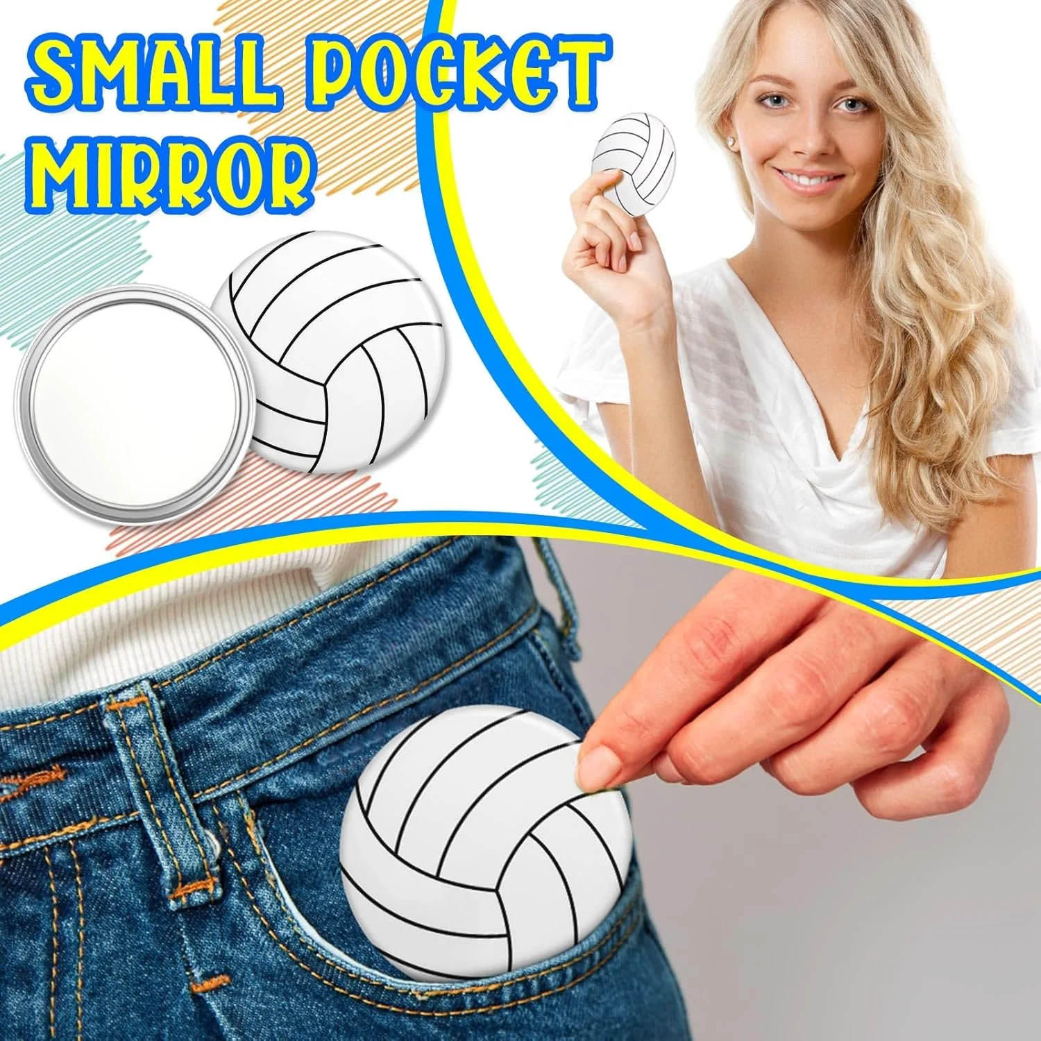 آینه جیبی فشرده والیبال Taiyin، بسته 18 عددی، هدیه والیبالی برای تیم، آینه آرایشی گرد، آینه کوچک 7 سانتی متری قابل حمل، مناسب کیف دستی، لوازم مهمانی، اکسسوری زنانه آینه جیبی فشرده والیبال Taiyin، بسته 18 عددی، هدیه والیبالی برای تیم، آینه آرایشی گرد، آینه کوچک 7 سانتی متری قابل حمل، مناسب کیف دستی، لوازم مهمانی، اکسسوری زنانه