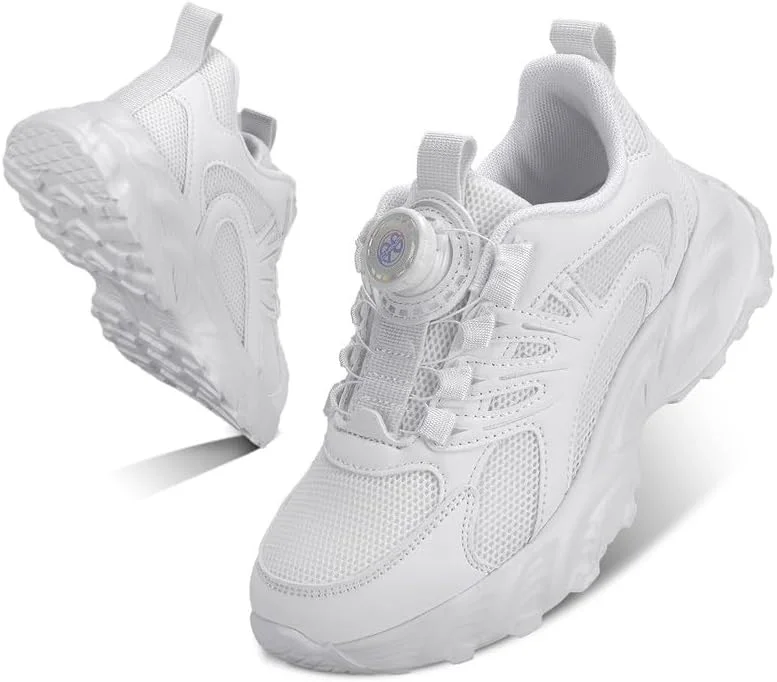 کفش ورزشی بچگانه با بند قابل تنظیم چرخشی - کفش های دویدن تنفسی برای پسران و دختران، کفش های ورزشی سبک وزن بدون گره برای ورزش های مدرسه
