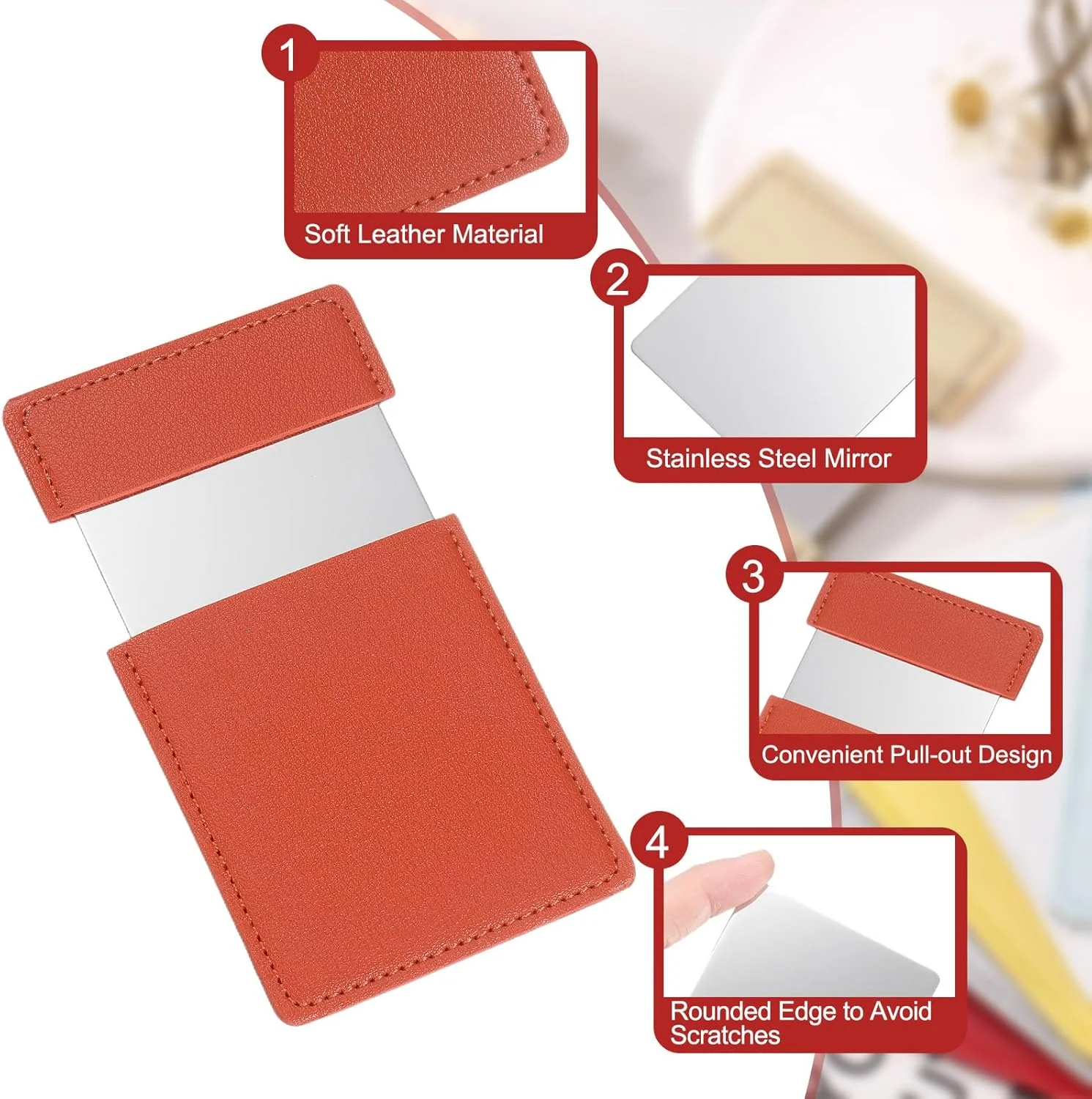 آینه جیبی کوچک مناسب کیف پول، آینه آرایشی استیل ضد زنگ با کیف چرمی، آینه دستی مسافرتی برای زنان، دختران، کیف پول، هدیه (قهوه ای، 6.2x9.5 سانتی متر) آینه جیبی کوچک مناسب کیف پول، آینه آرایشی استیل ضد زنگ با کیف چرمی، آینه دستی مسافرتی برای زنان، دختران، کیف پول، هدیه (قهوه ای، 6.2x9.5 سانتی متر)