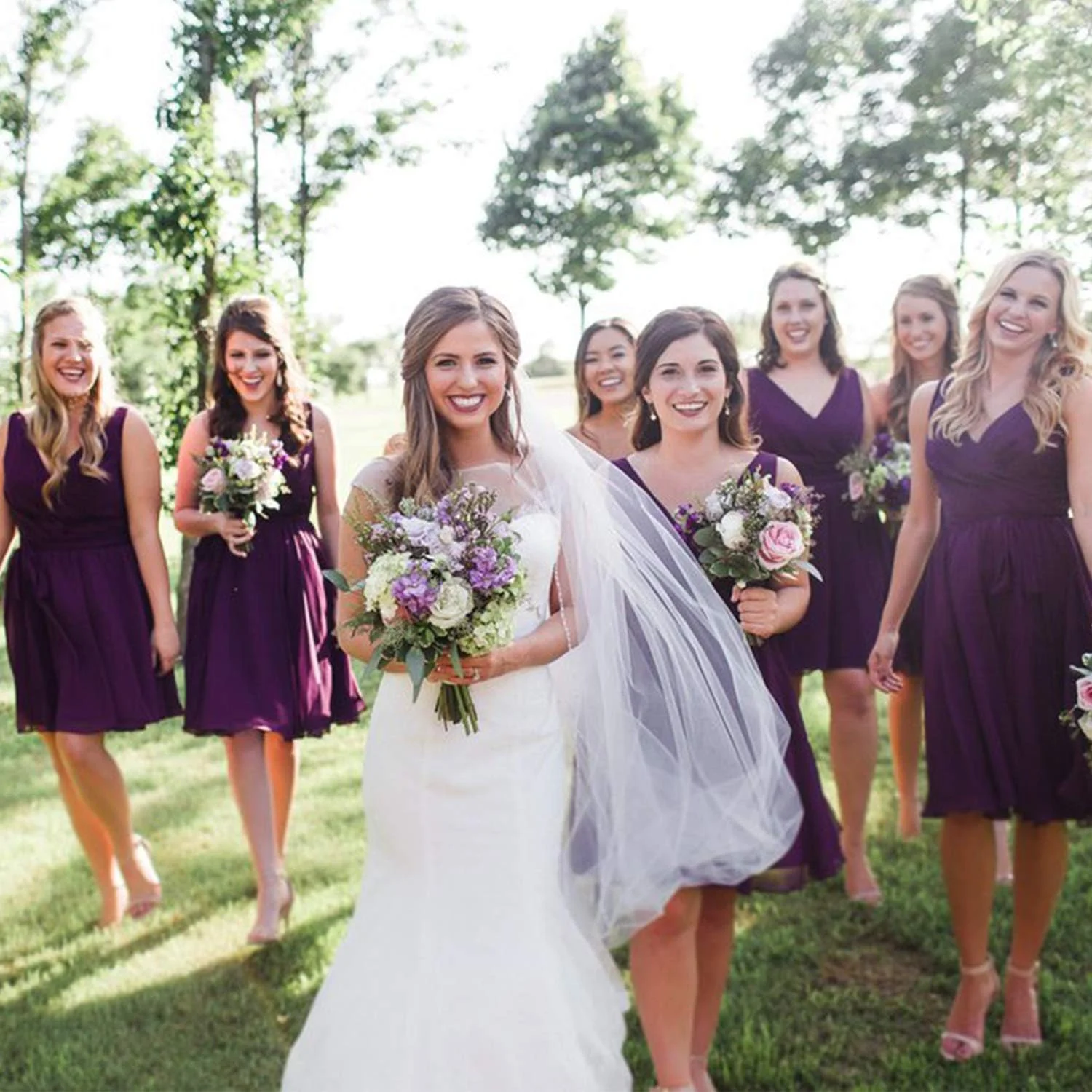 مجموعه 9 عددی آینه آرایشی جیبی فشرده SFHMTL شامل 1 آینه عروس آینده و 8 آینه گروه عروس، هدیه مهمانی مجردی، پیشنهاد ساقدوش عروس (شامپاین)