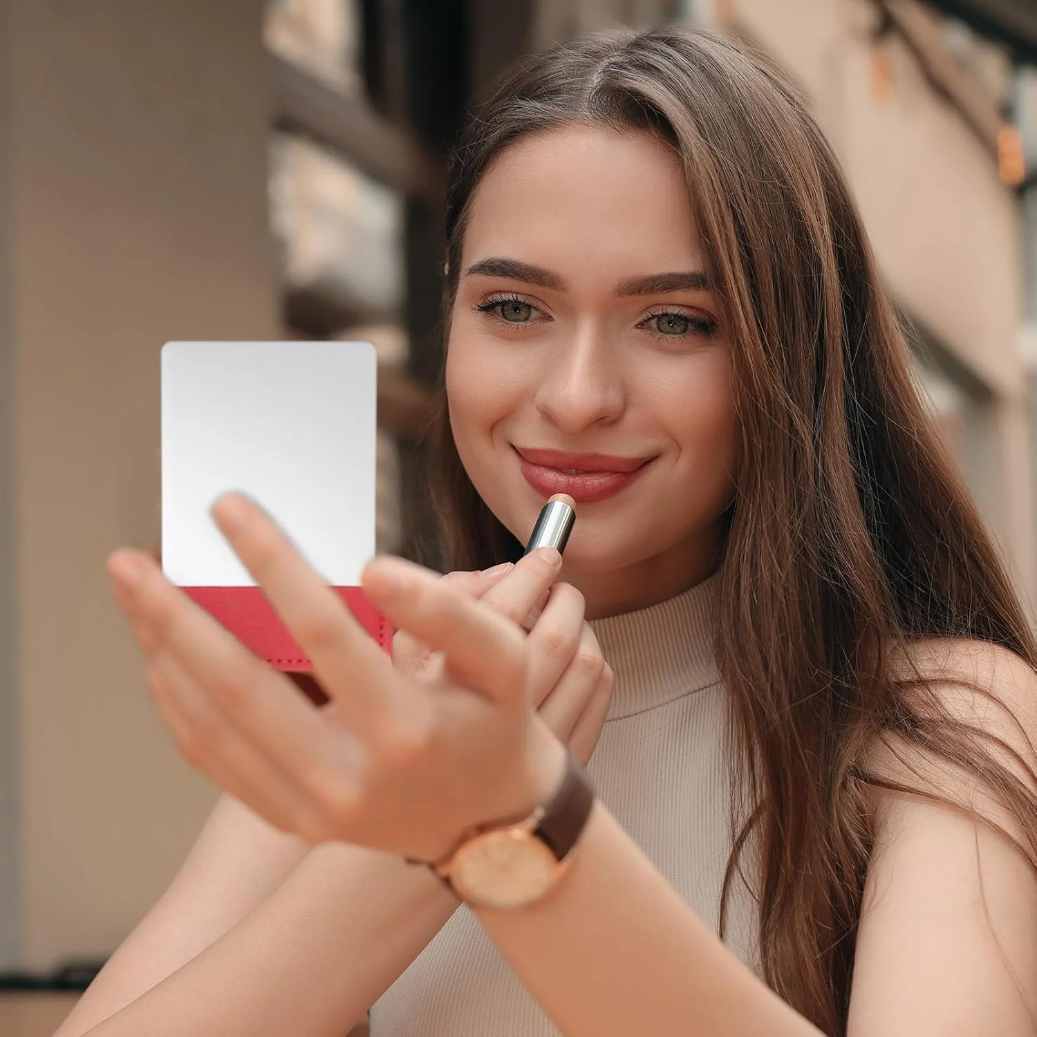 آینه جیبی کوچک مناسب کیف پول، آینه آرایشی استیل ضد زنگ با کیف چرمی، آینه دستی مسافرتی برای زنان، دختران، کیف پول، هدیه (قهوه ای، 6.2x9.5 سانتی متر) آینه جیبی کوچک مناسب کیف پول، آینه آرایشی استیل ضد زنگ با کیف چرمی، آینه دستی مسافرتی برای زنان، دختران، کیف پول، هدیه (قهوه ای، 6.2x9.5 سانتی متر)