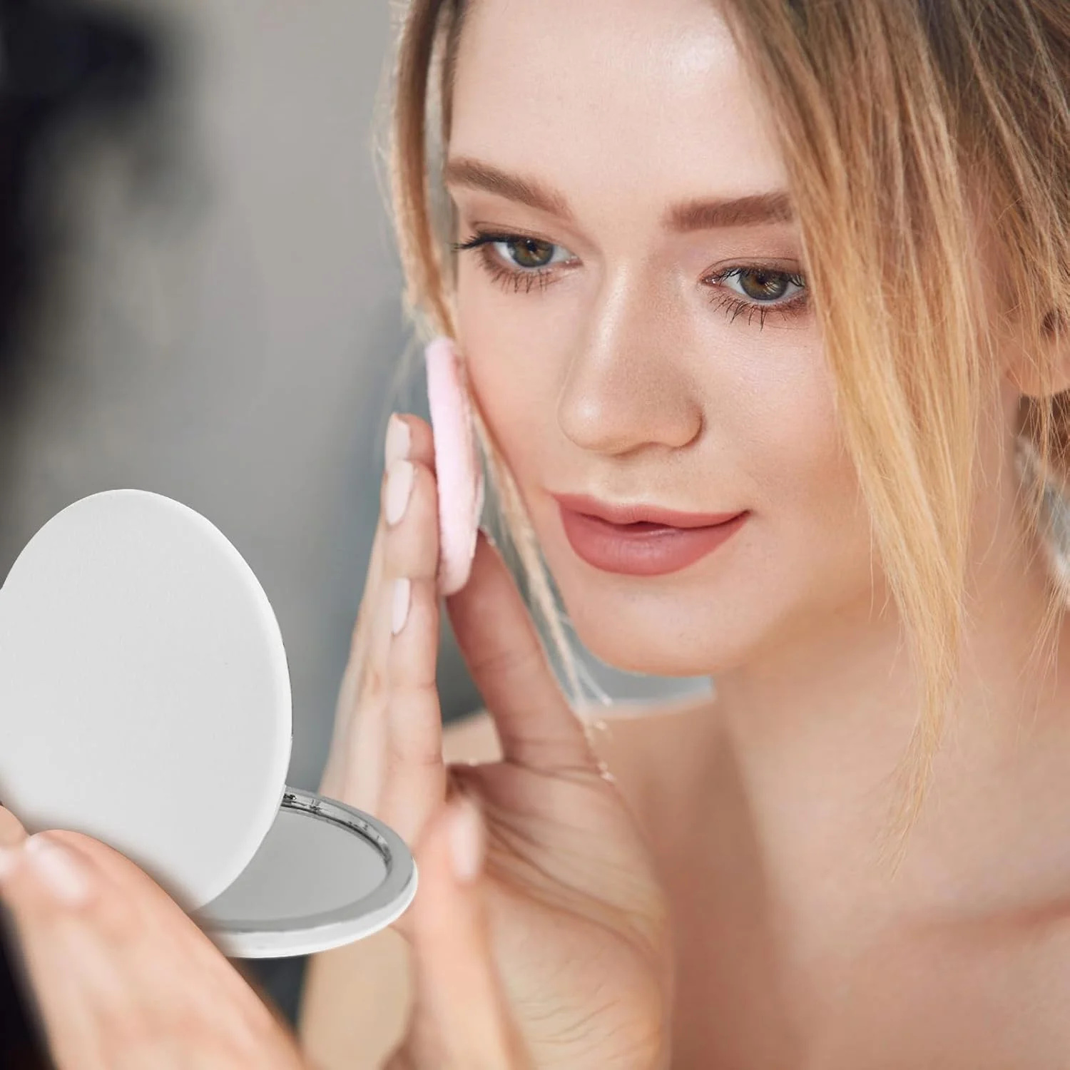 سنبلر بسته 2 عددی آینه جیبی قابل حمل، آینه کوچک دو طرفه 73 میلی متری، تاشو برای کیف دستی، مسافرت، آرایش (مستطیلی)