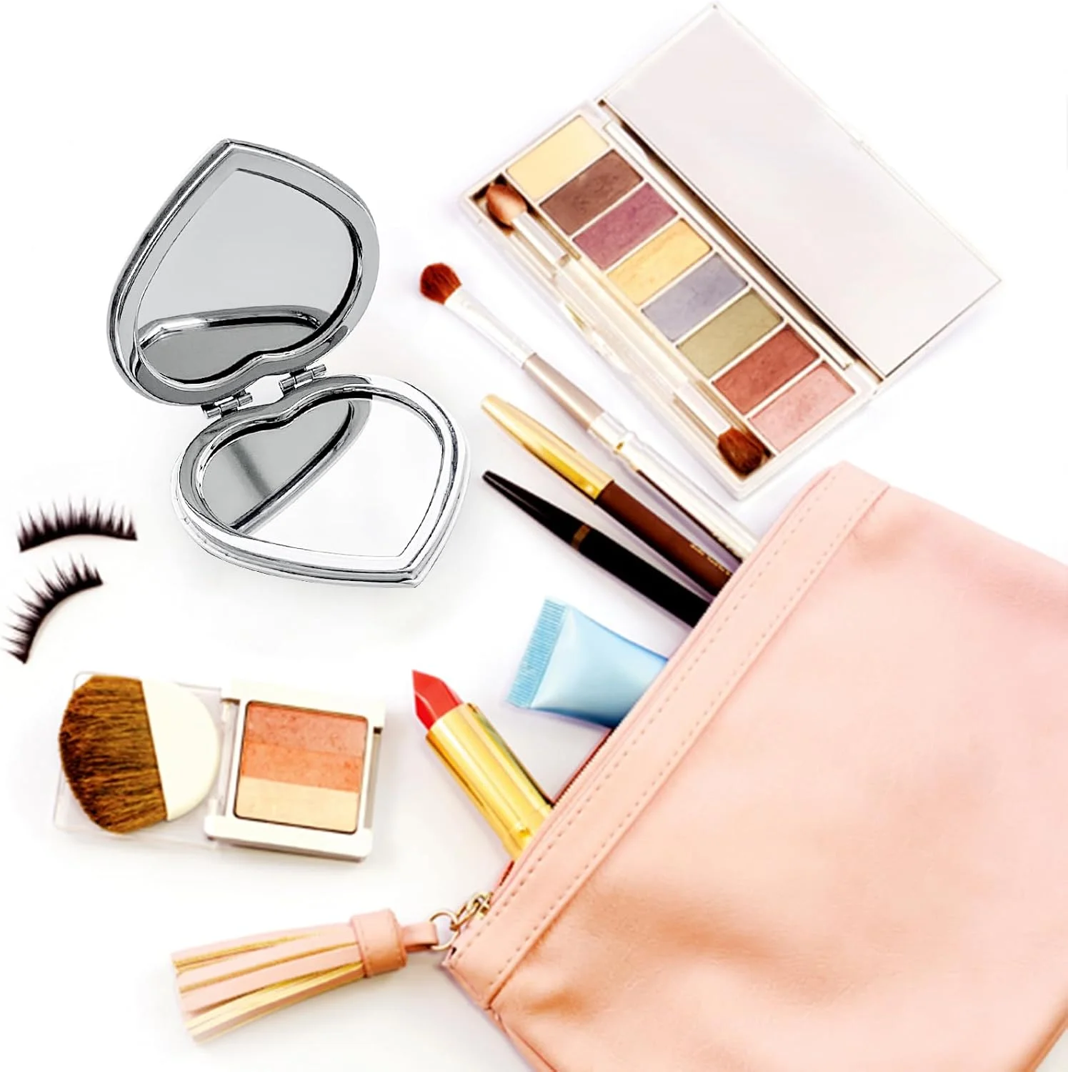 سنبلر بسته 2 عددی آینه جیبی قابل حمل، آینه کوچک دو طرفه 73 میلی متری، تاشو برای کیف دستی، مسافرت، آرایش (مستطیلی)