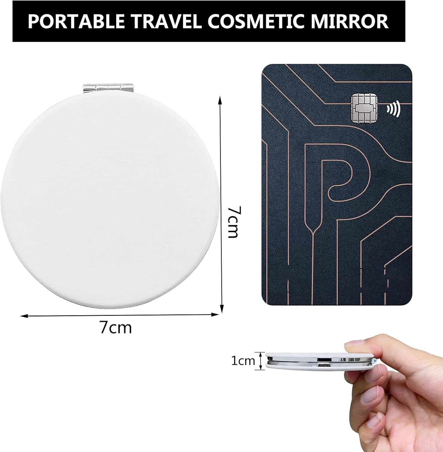 سنبلر بسته 2 عددی آینه جیبی قابل حمل، آینه کوچک دو طرفه 73 میلی متری، تاشو برای کیف دستی، مسافرت، آرایش (مستطیلی)