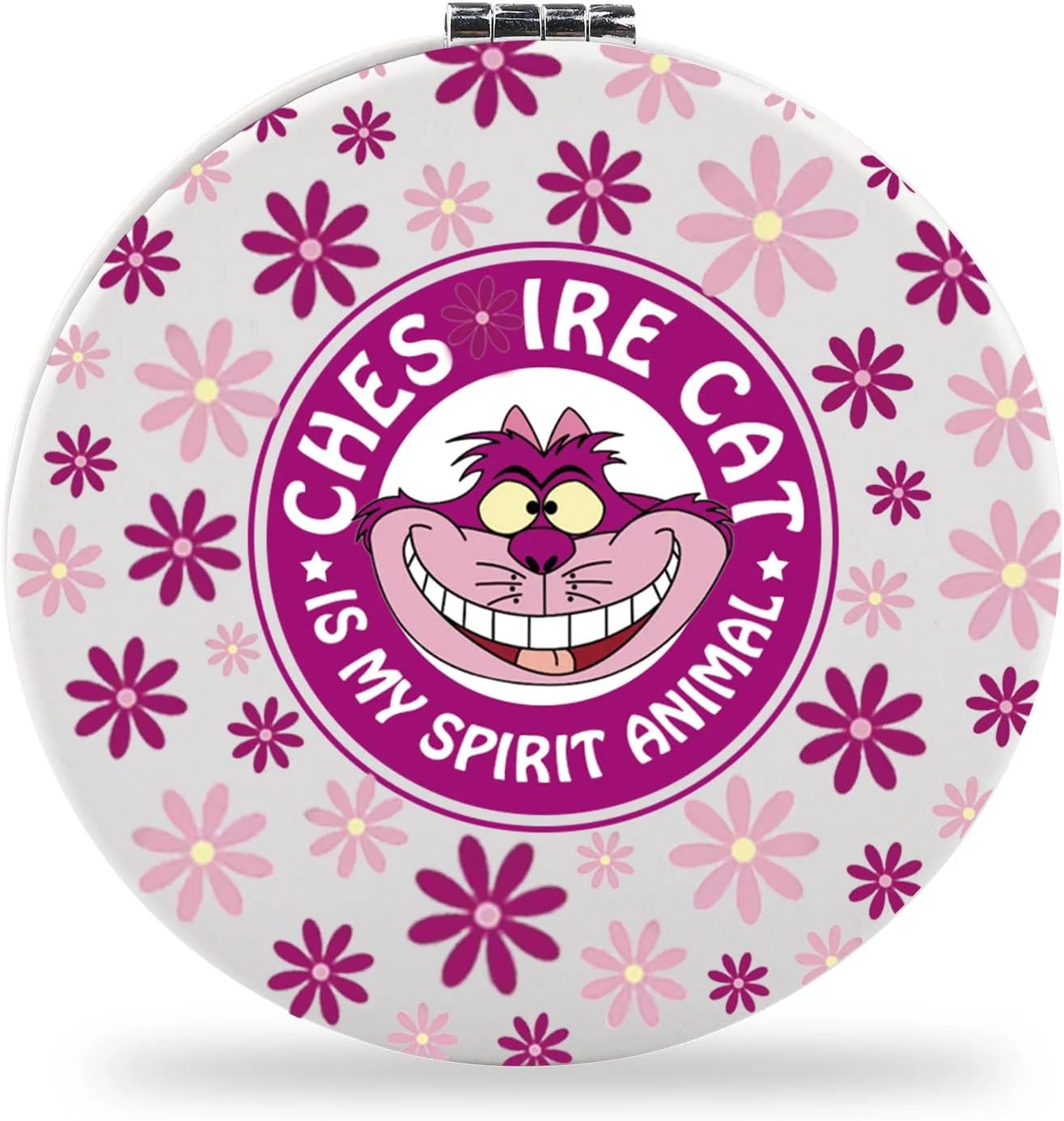 آینه جیبی گربه چشایر SEIRAA، هدیه گربه چشایر، آینه جمع و جور گربه چشایر، کالاهای گربه چشایر (گربه صورتی تیره)