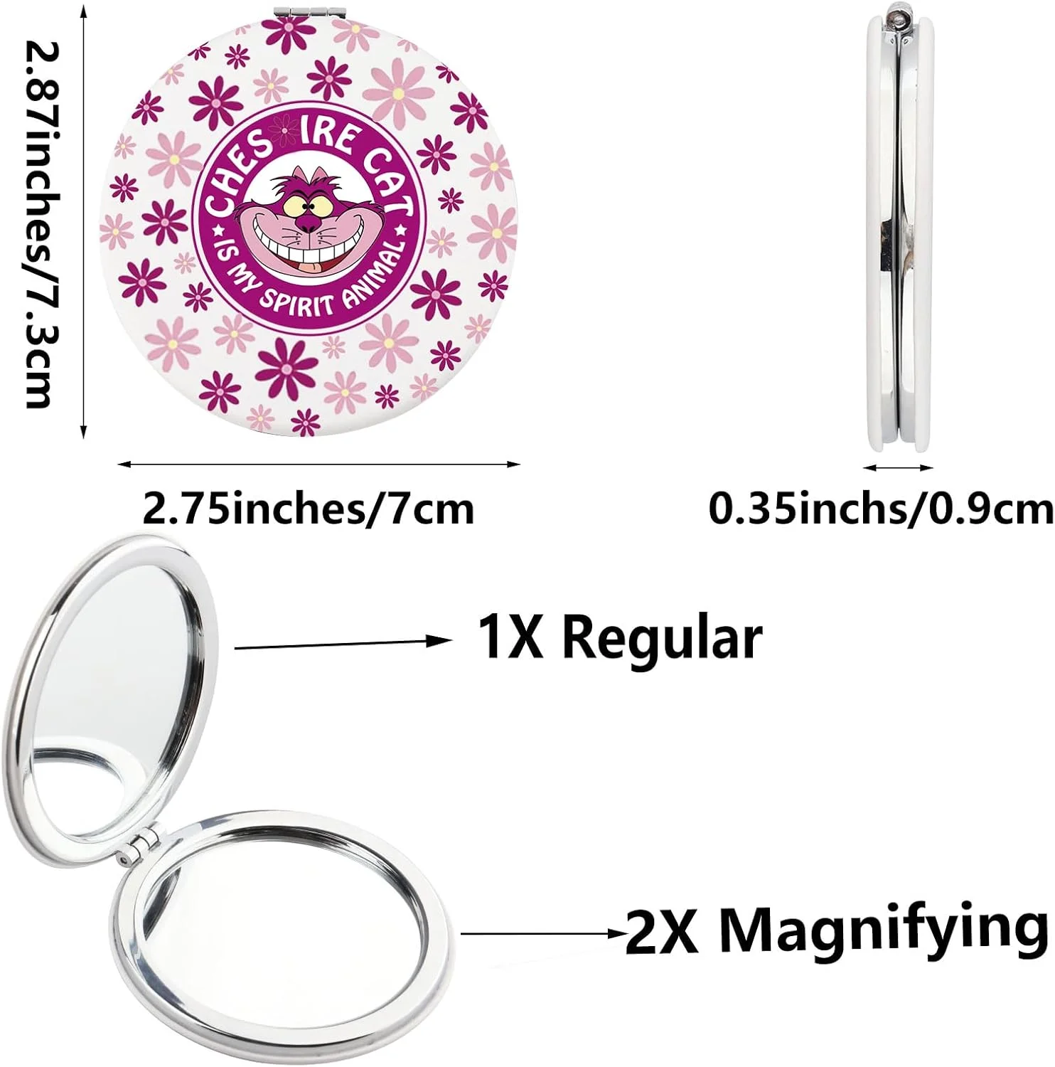 آینه جیبی گربه چشایر SEIRAA، هدیه گربه چشایر، آینه جمع و جور گربه چشایر، کالاهای گربه چشایر (گربه صورتی تیره) آینه جیبی گربه چشایر SEIRAA، هدیه گربه چشایر، آینه جمع و جور گربه چشایر، کالاهای گربه چشایر (گربه صورتی تیره)